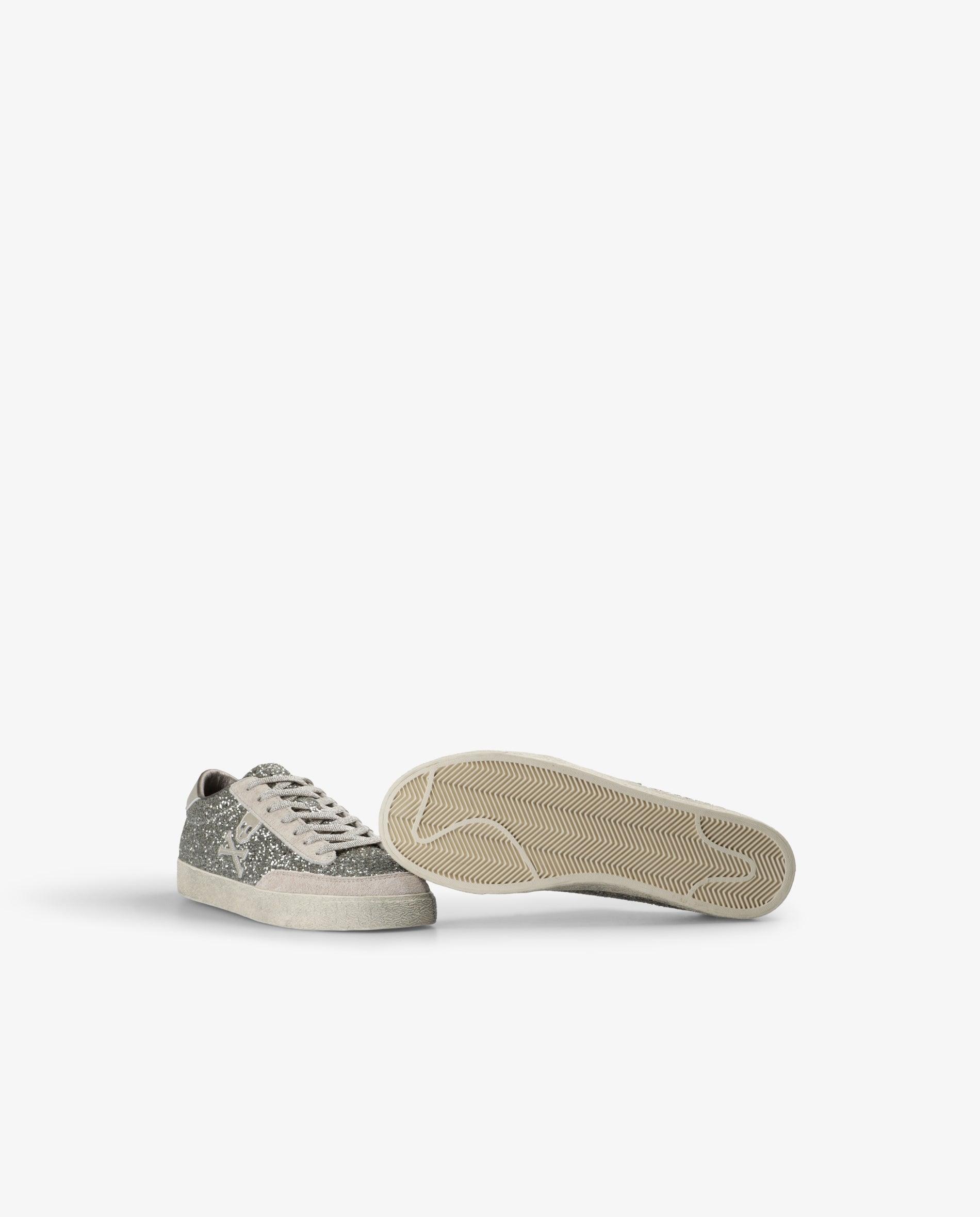 Imagen 4 de Zapatillas retro de mujer con glitter y cordones metalizados - Scalpers - Oro Oro