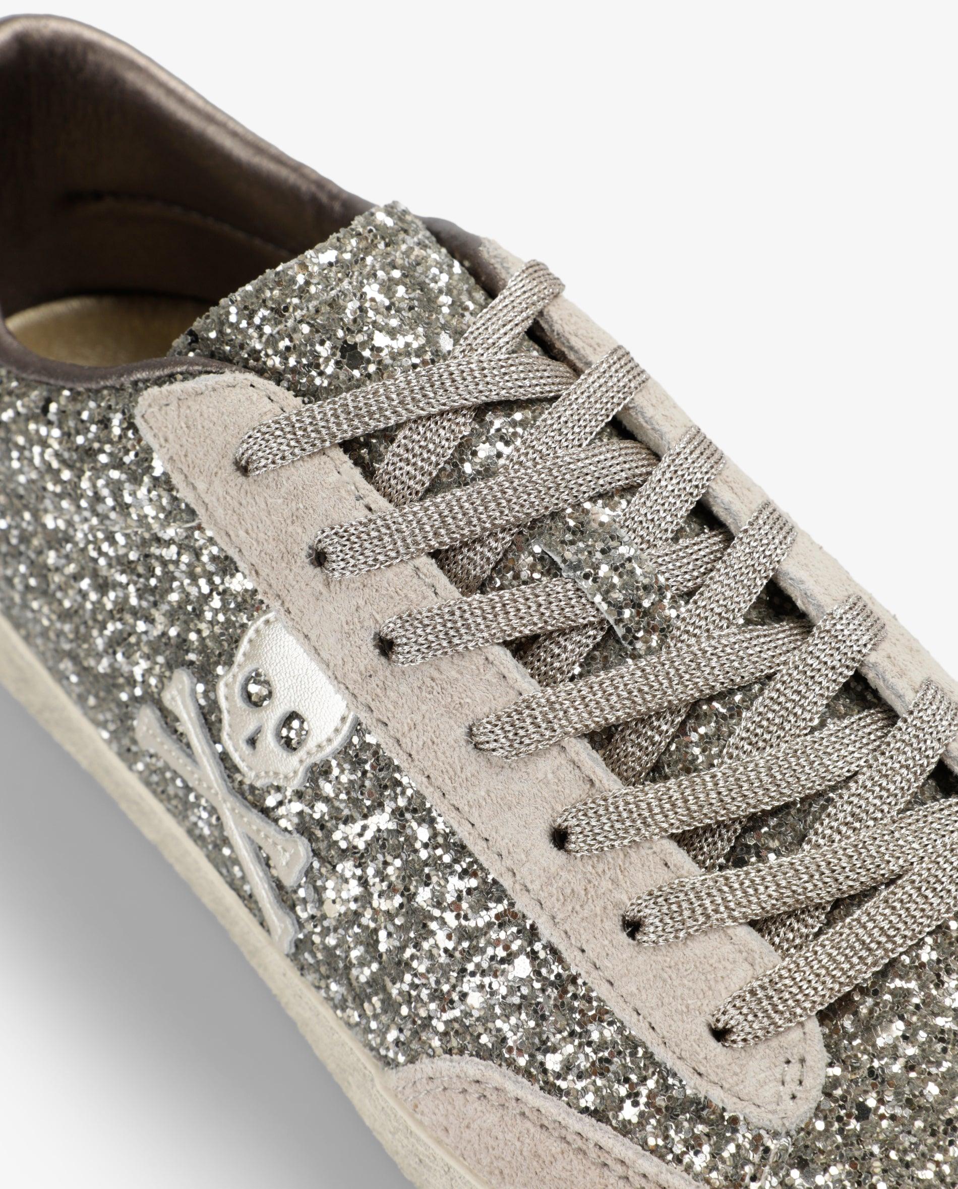 Imagen 6 de Zapatillas retro de mujer con glitter y cordones metalizados - Scalpers - Oro Oro