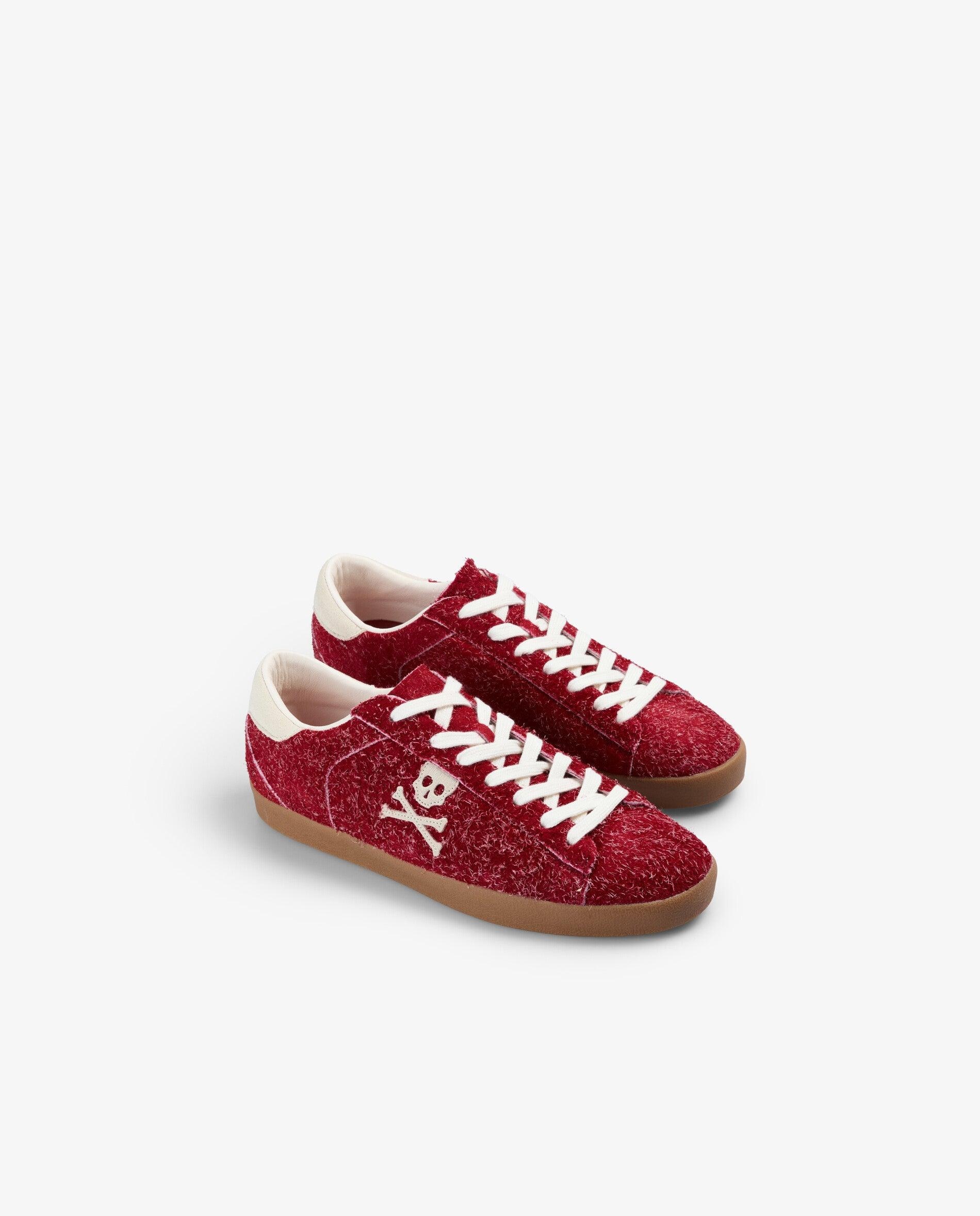 Zapatillas retro de mujer de ante con costuras a contraste - Scalpers - Rojo Rojo-3