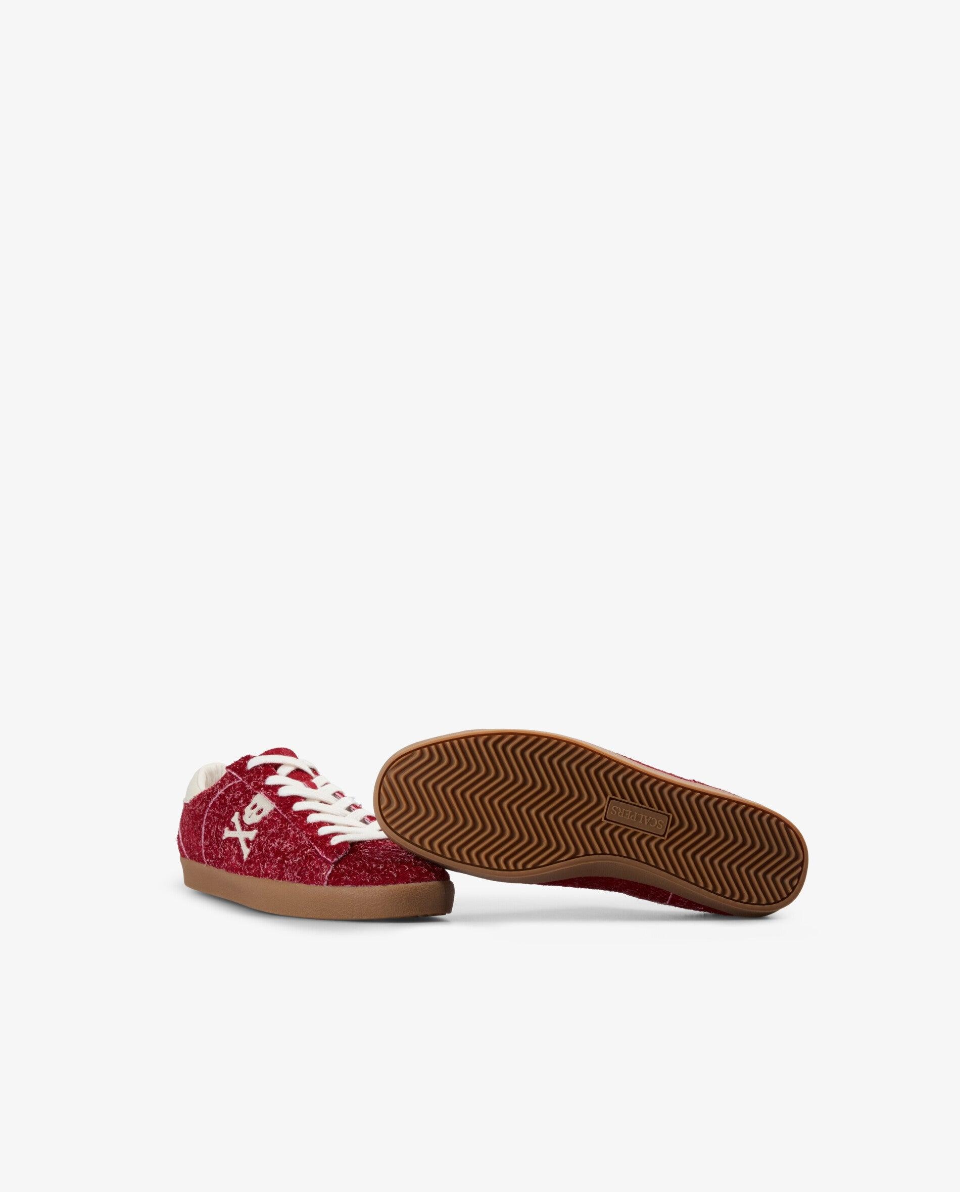Zapatillas retro de mujer de ante con costuras a contraste - Scalpers - Rojo Rojo-4