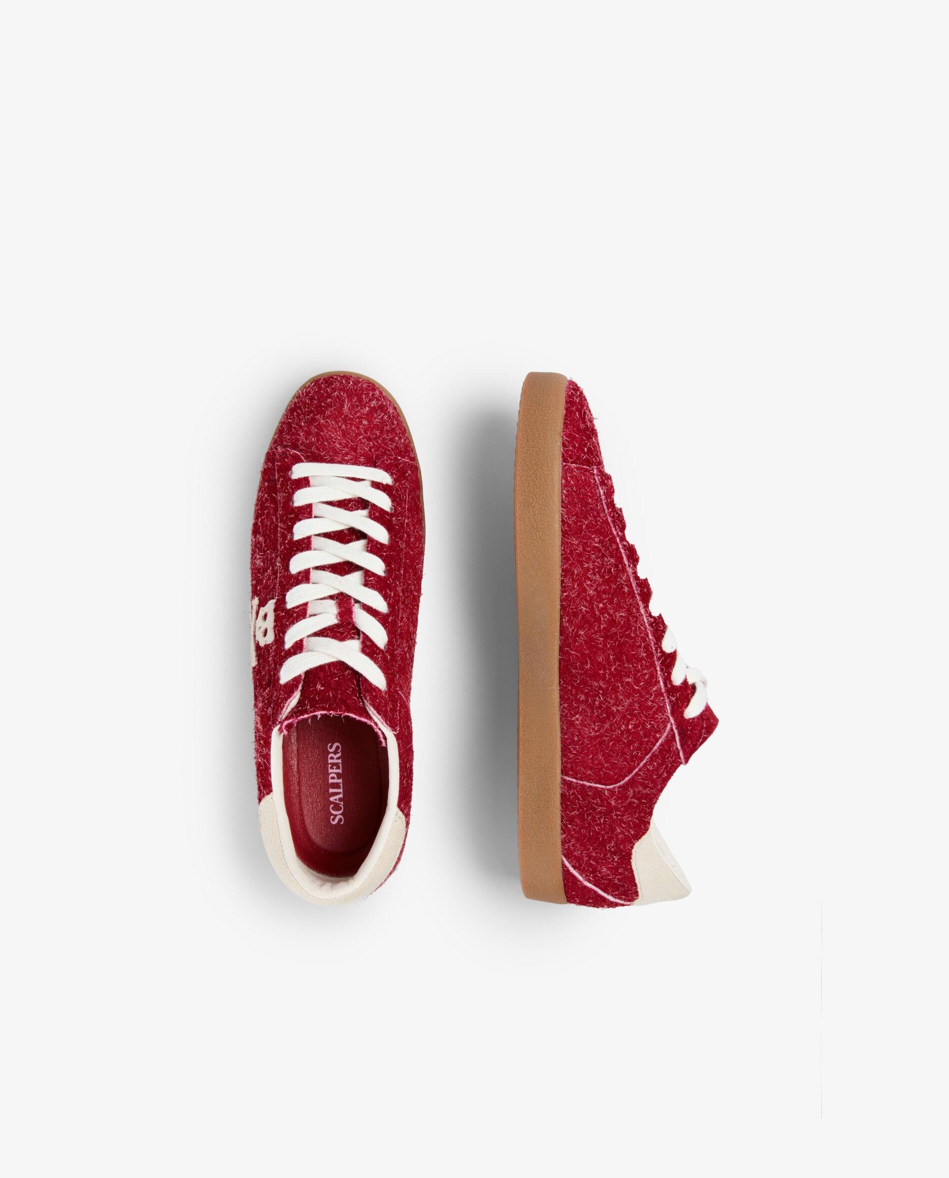 Zapatillas retro de mujer de ante con costuras a contraste - Scalpers - Rojo Rojo-8