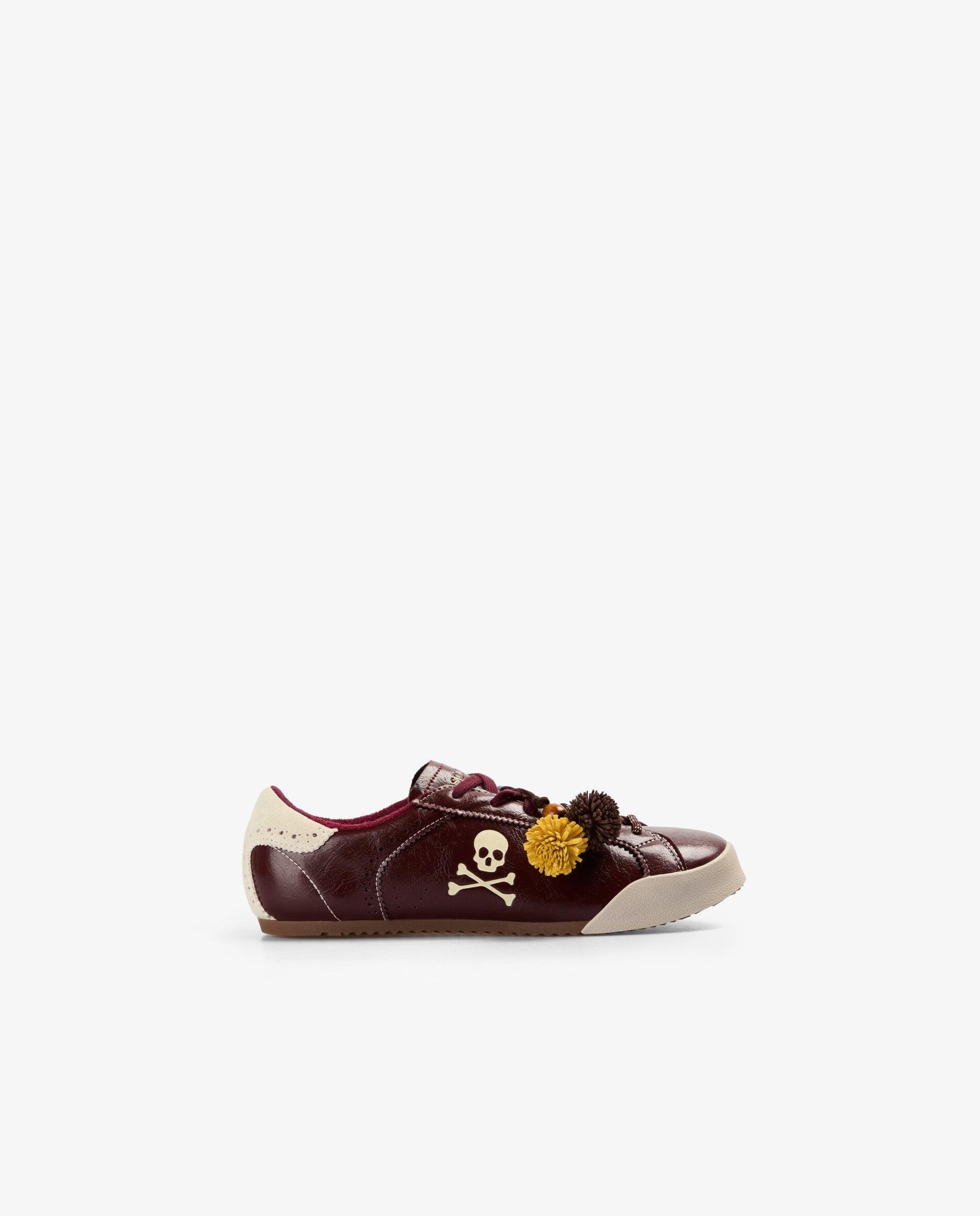 Zapatillas retro de mujer estilo bowling con puntera y talón a contraste - Scalpers - Burdeos Burdeos-1