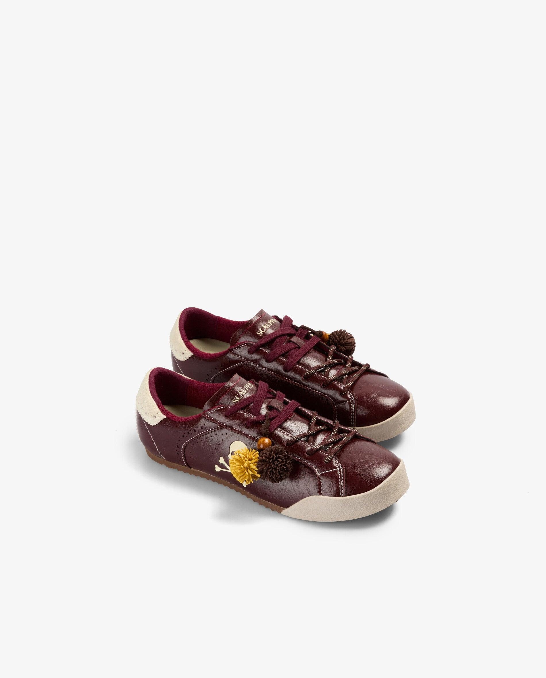 Zapatillas retro de mujer estilo bowling con puntera y talón a contraste - Scalpers - Burdeos Burdeos-3