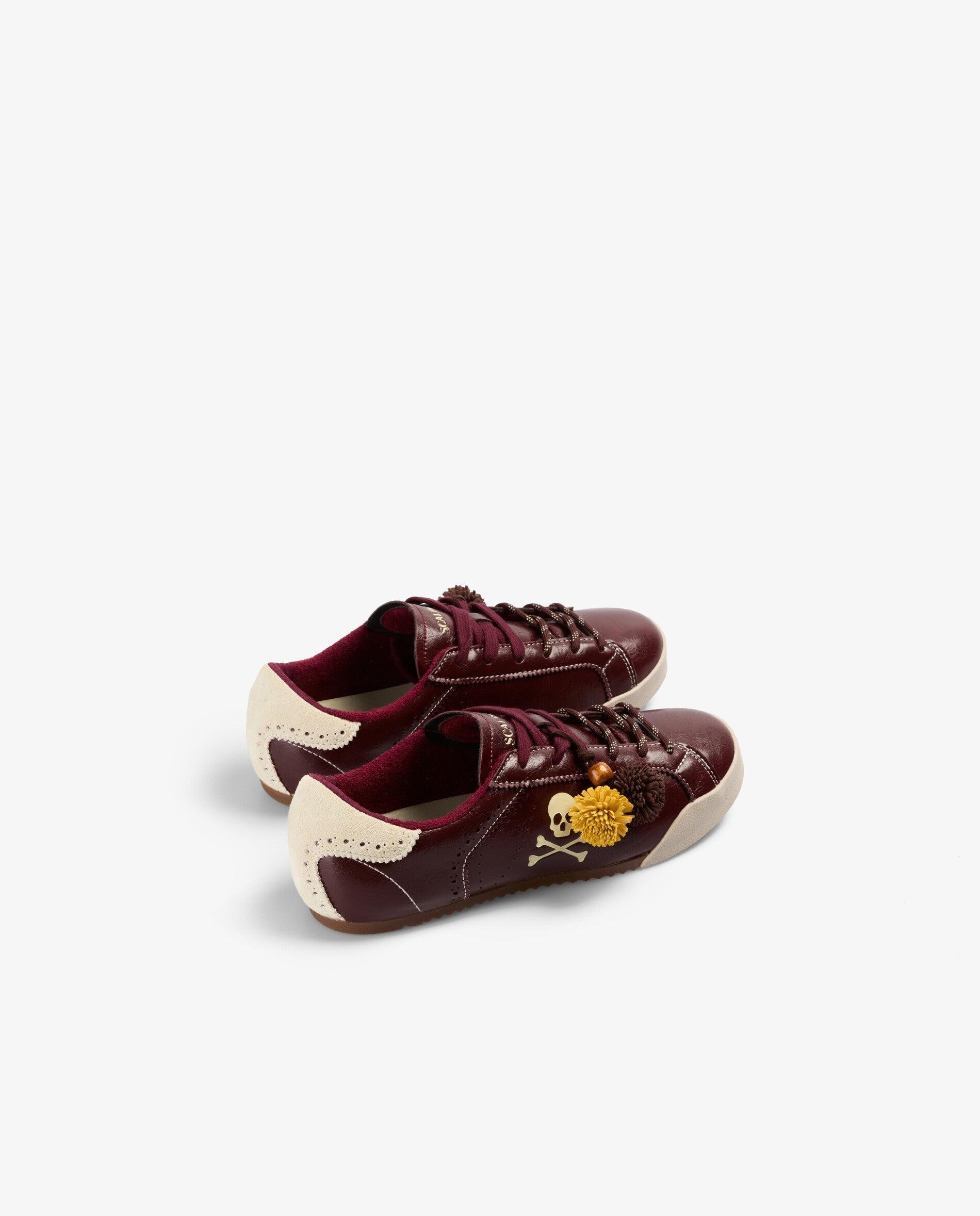 Zapatillas retro de mujer estilo bowling con puntera y talón a contraste - Scalpers - Burdeos Burdeos-2