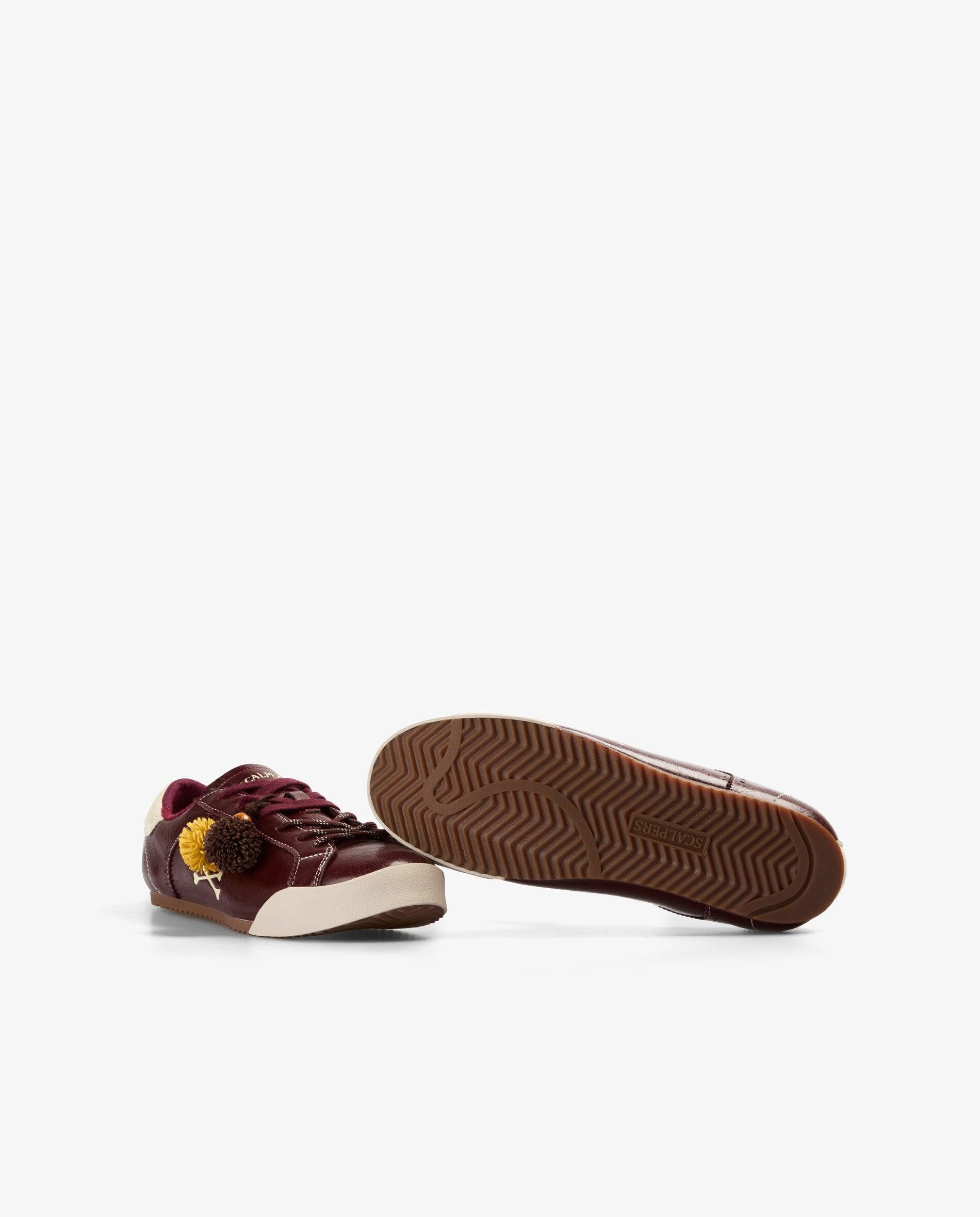 Zapatillas retro de mujer estilo bowling con puntera y talón a contraste - Scalpers - Burdeos Burdeos-4