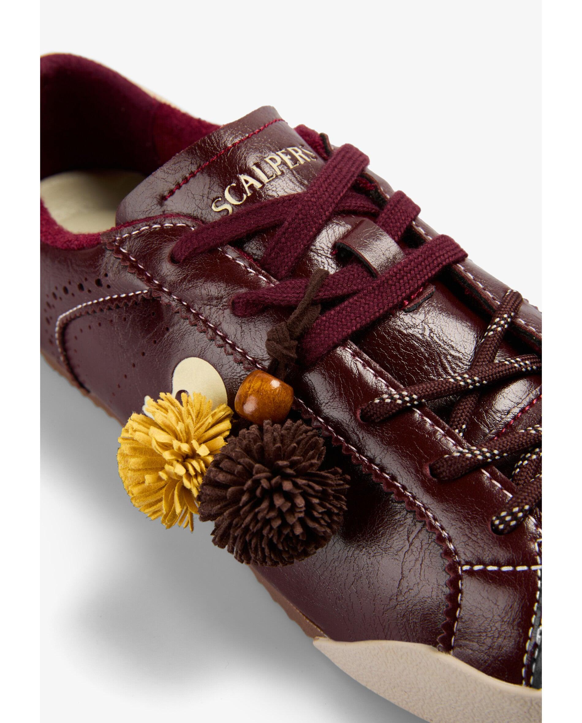 Zapatillas retro de mujer estilo bowling con puntera y talón a contraste - Scalpers - Burdeos Burdeos-6