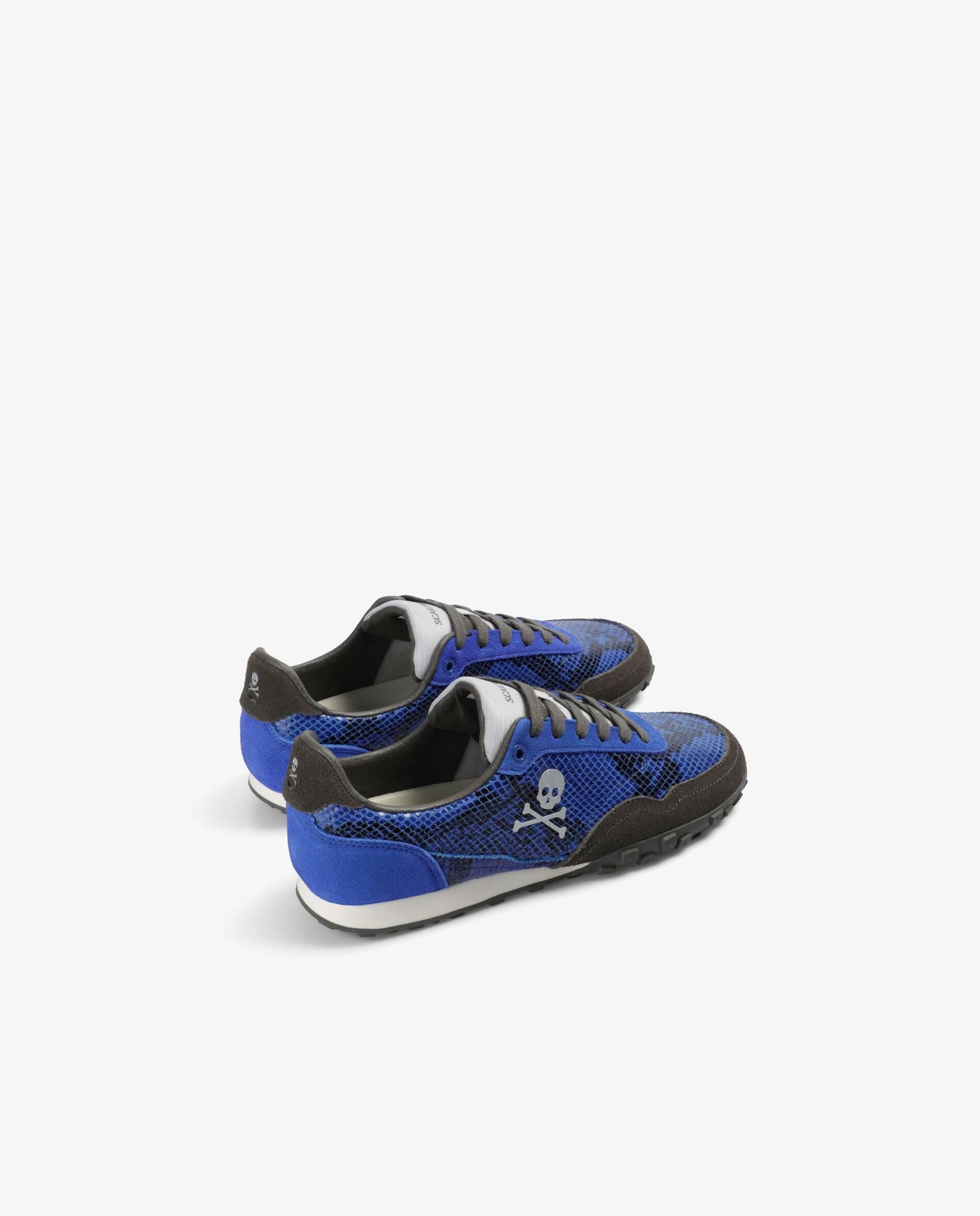 Zapatillas retro de mujer con acabado efecto piel de serpiente - Scalpers - Azulón Azulón-2