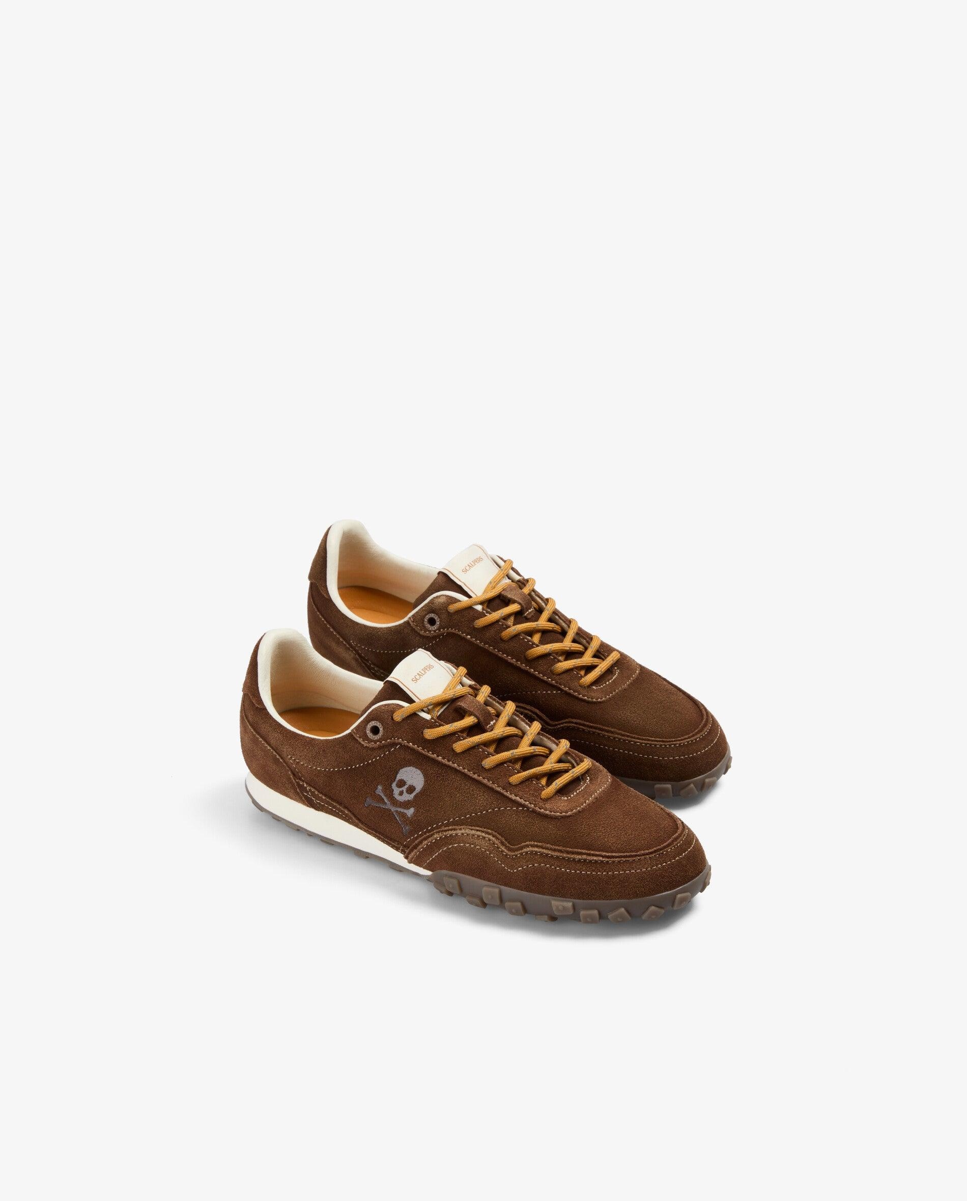 Zapatillas retro de mujer de ante con suela en relieve - Scalpers - Marrón Marrón-3