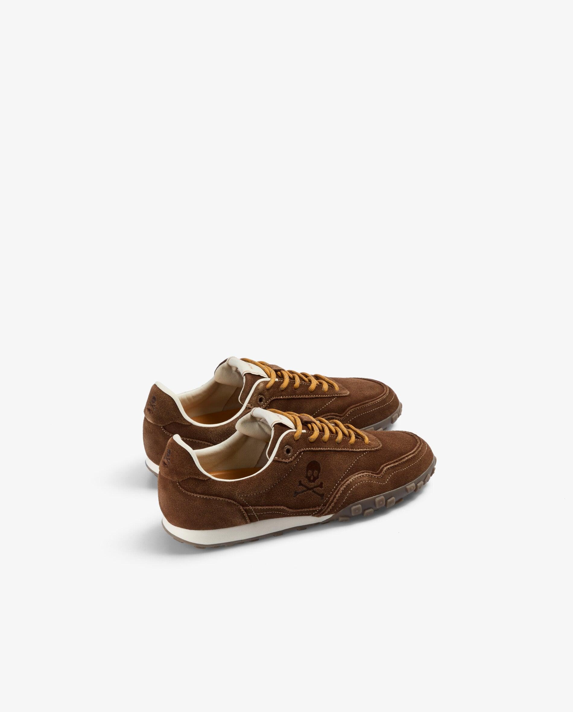 Zapatillas retro de mujer de ante con suela en relieve - Scalpers - Marrón Marrón-2