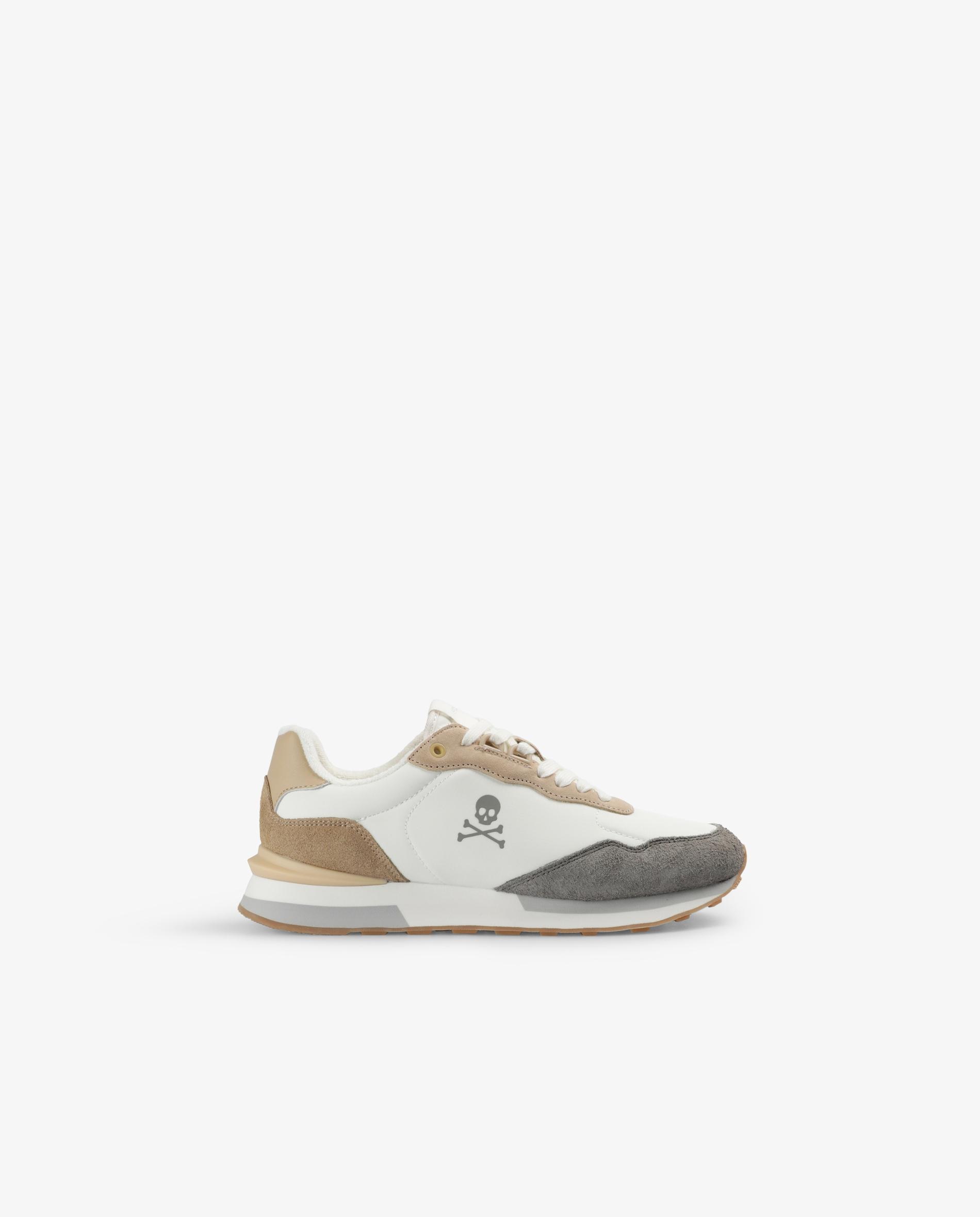 Zapatillas deportivas de mujer combinadas con piezas laterales a contraste - Scalpers - Beige / Blanco Beige / Blanco-1