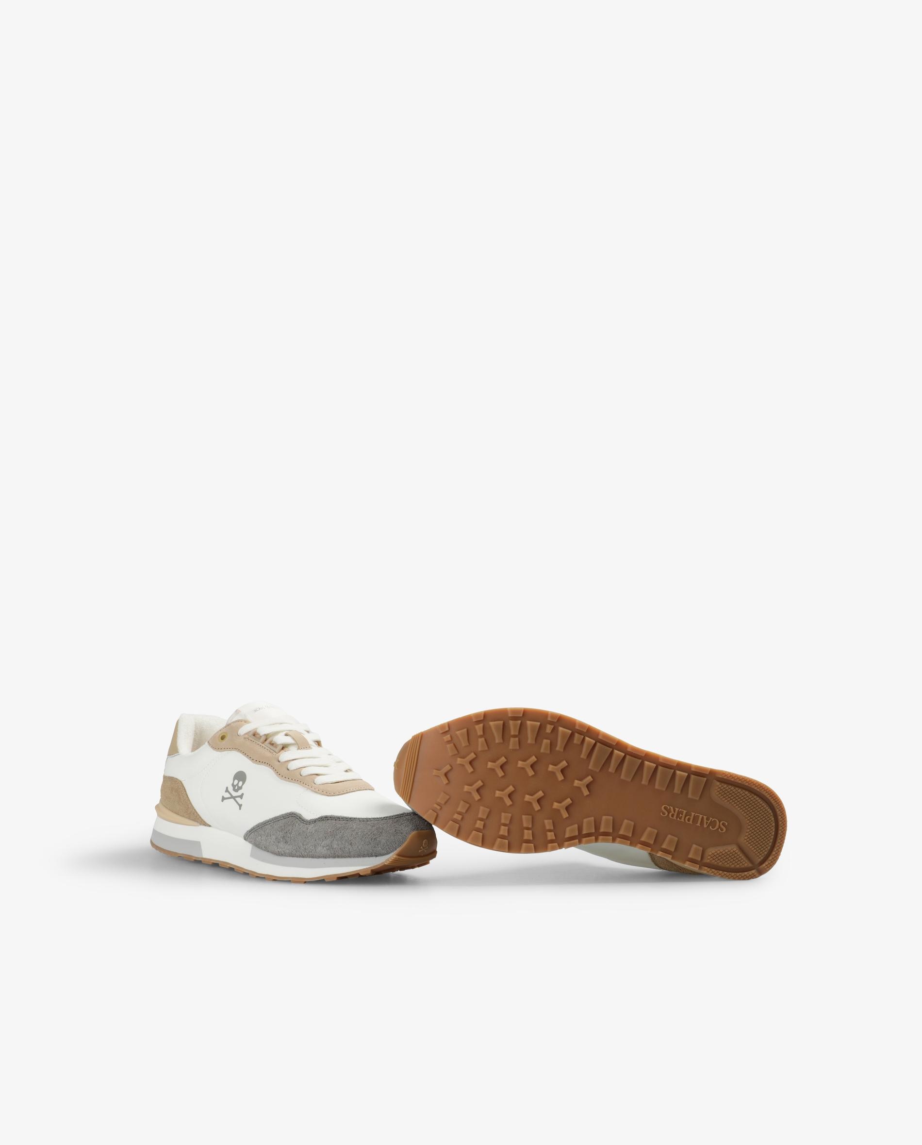Zapatillas deportivas de mujer combinadas con piezas laterales a contraste - Scalpers - Beige / Blanco Beige / Blanco-4