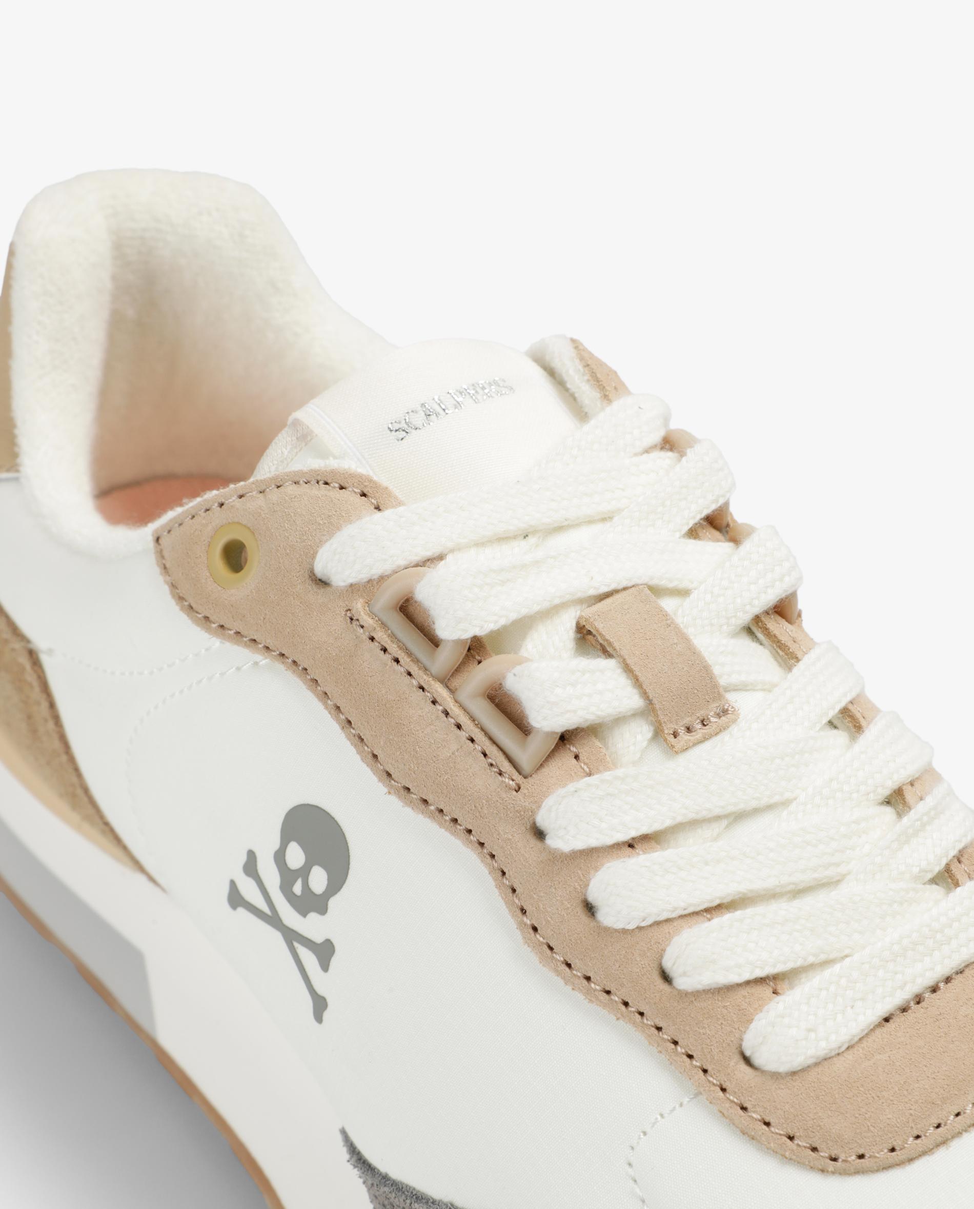 Zapatillas deportivas de mujer combinadas con piezas laterales a contraste - Scalpers - Beige / Blanco Beige / Blanco-6