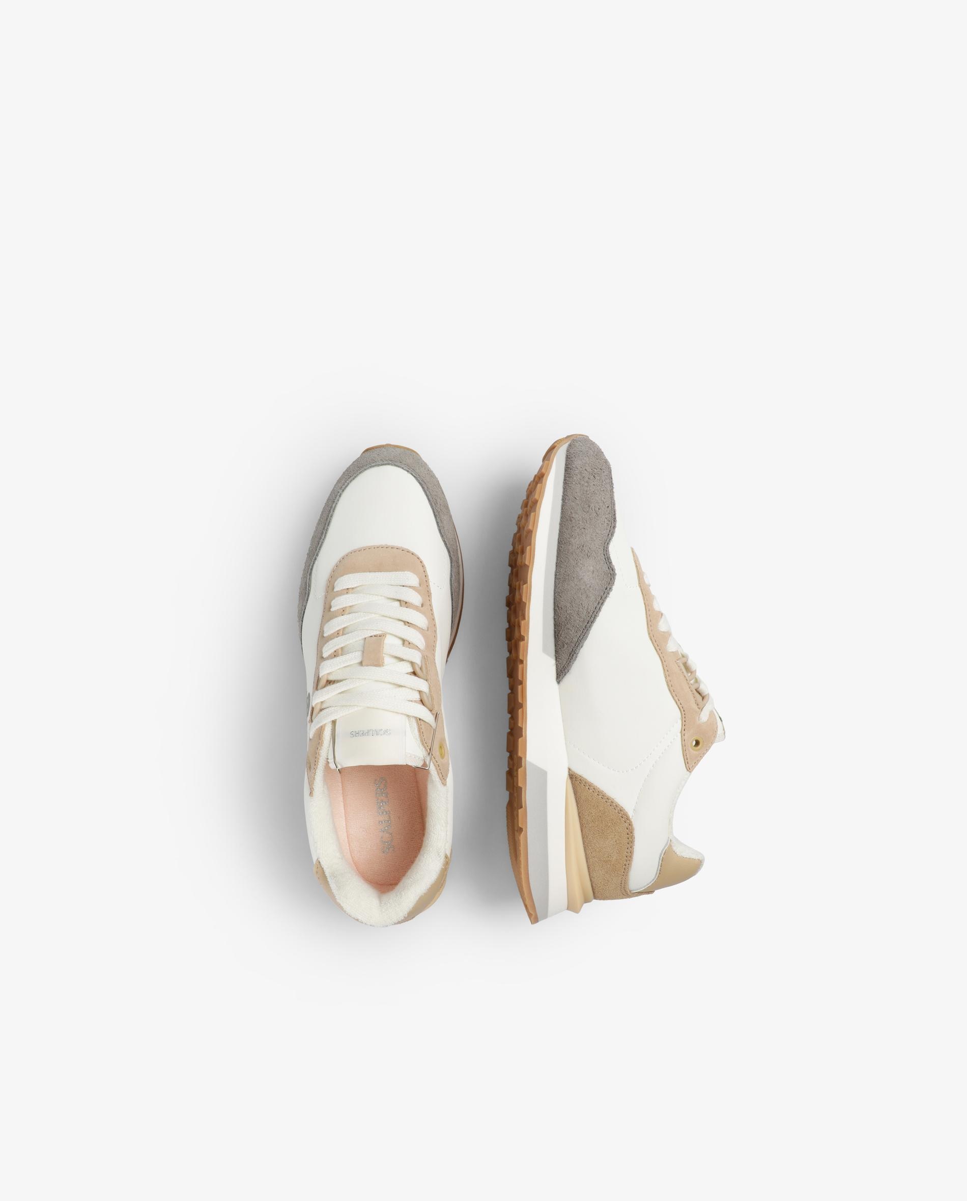 Zapatillas deportivas de mujer combinadas con piezas laterales a contraste - Scalpers - Beige / Blanco Beige / Blanco-8