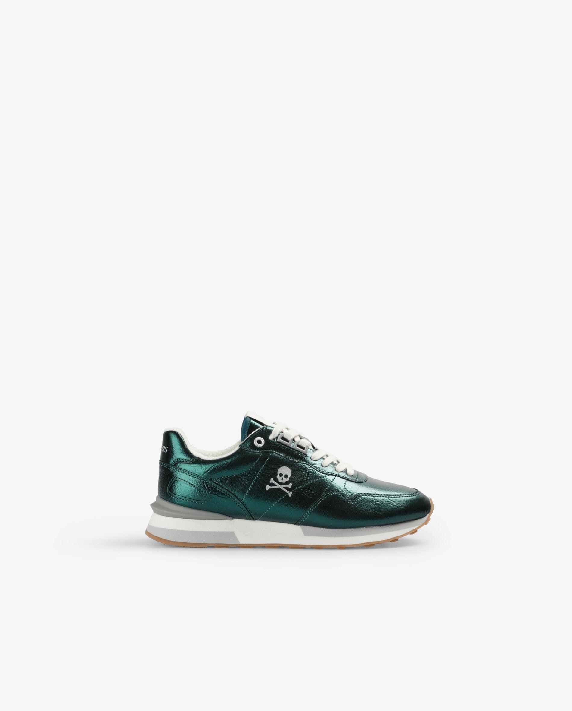 Zapatillas retro de mujer bajas con acabado metalizado - Scalpers - Verde Verde-1