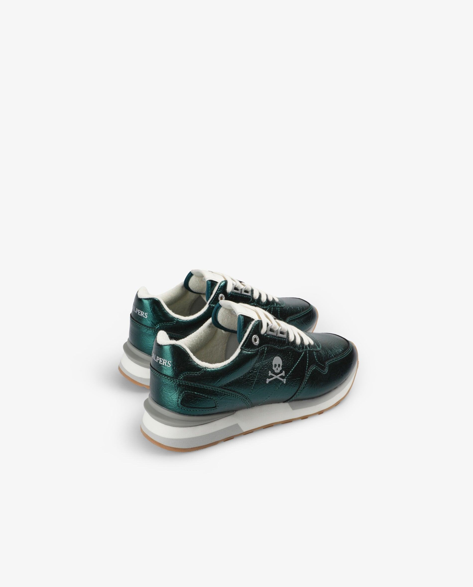 Zapatillas retro de mujer bajas con acabado metalizado - Scalpers - Verde Verde-2