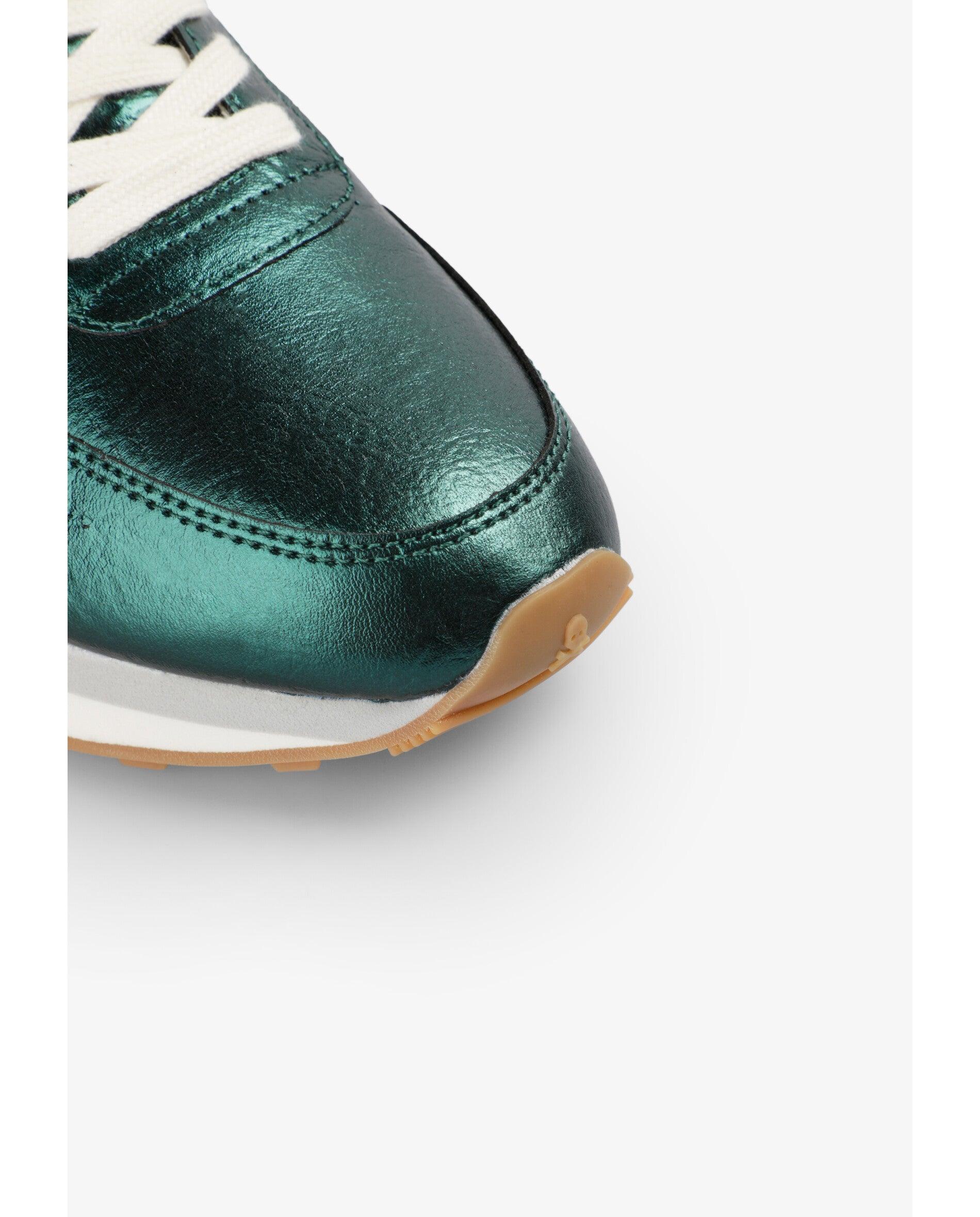 Zapatillas retro de mujer bajas con acabado metalizado - Scalpers - Verde Verde-5