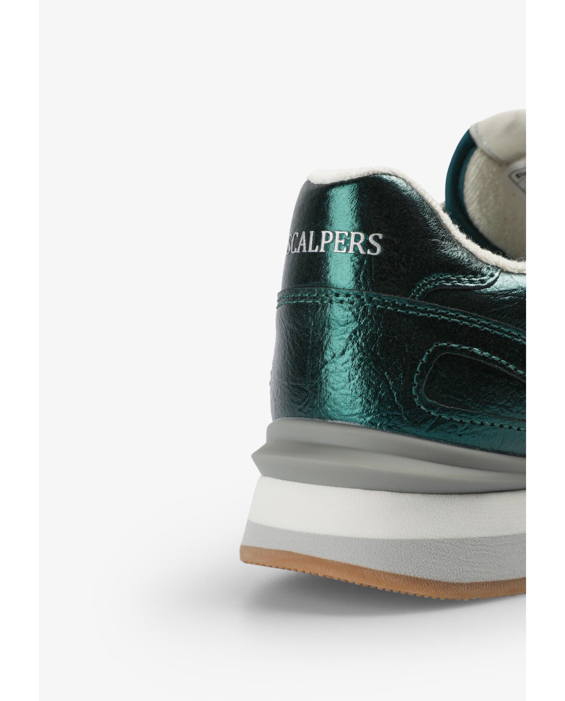 Zapatillas retro de mujer bajas con acabado metalizado - Scalpers - Verde Verde-7