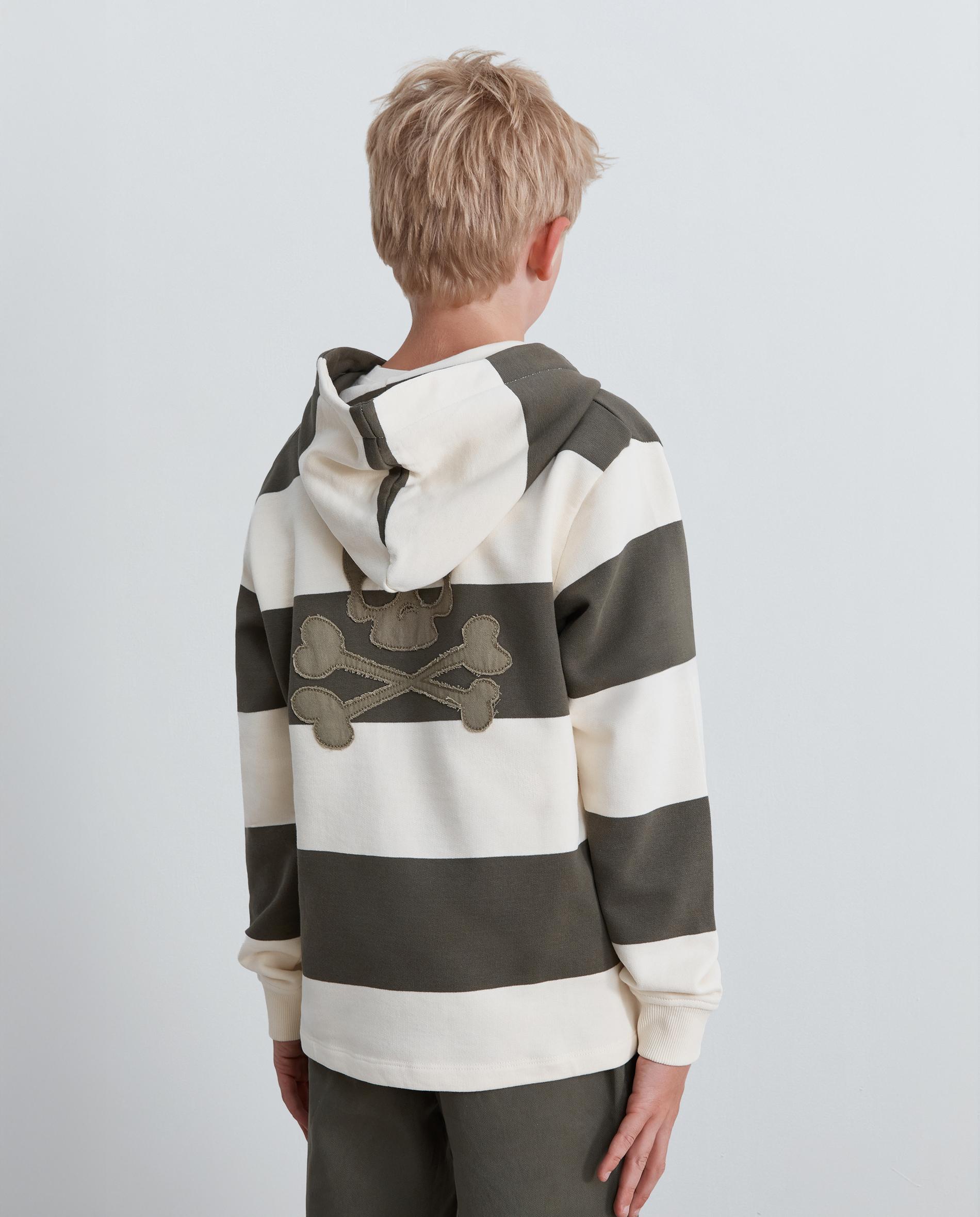 Sudadera con capucha de niño con estampado de rayas y calavera trasera - Scalpers - Kaki Kaki-2