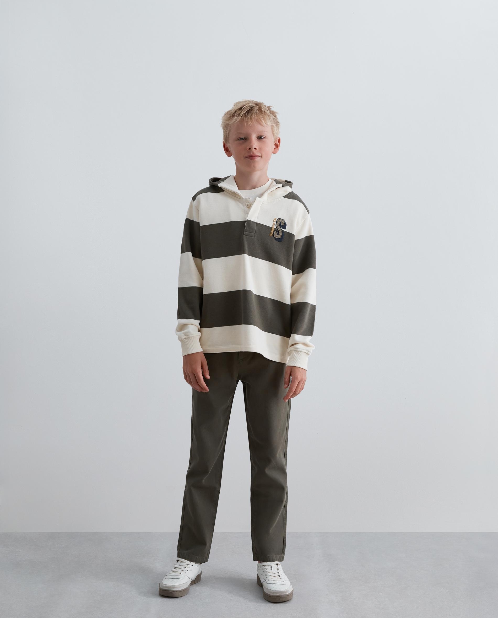 Sudadera con capucha de niño con estampado de rayas y calavera trasera - Scalpers - Kaki Kaki-3