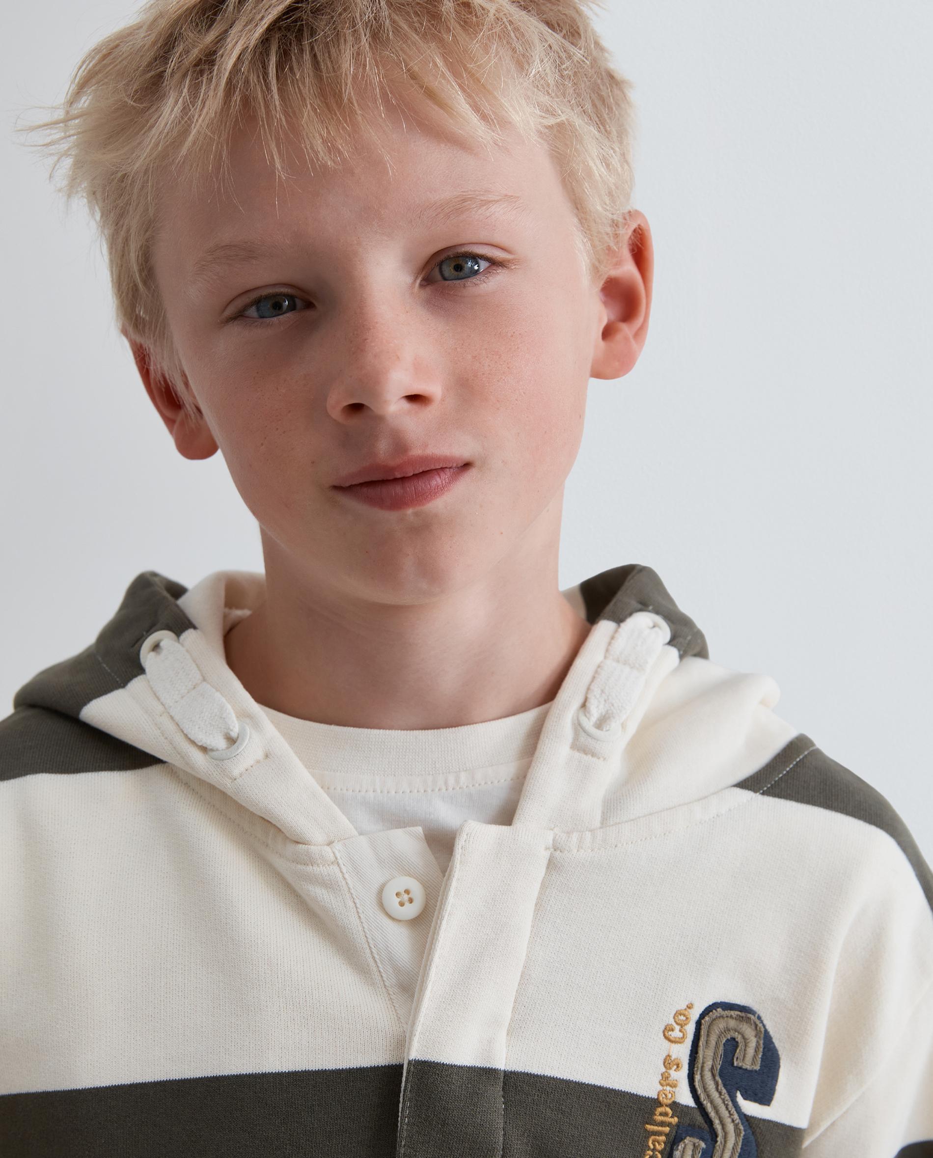 Sudadera con capucha de niño con estampado de rayas y calavera trasera - Scalpers - Kaki Kaki-4