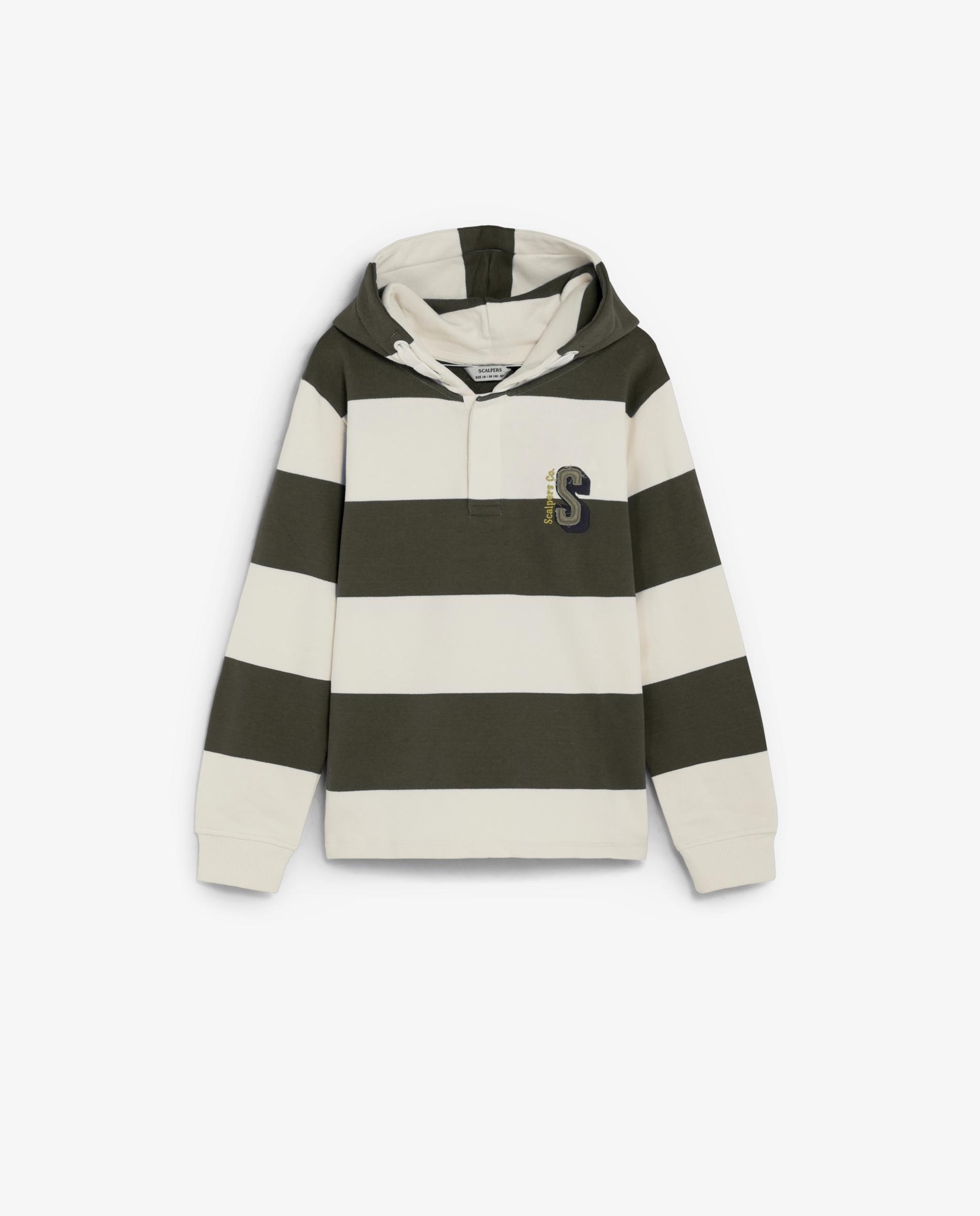 Sudadera con capucha de niño con estampado de rayas y calavera trasera - Scalpers - Kaki Kaki-6