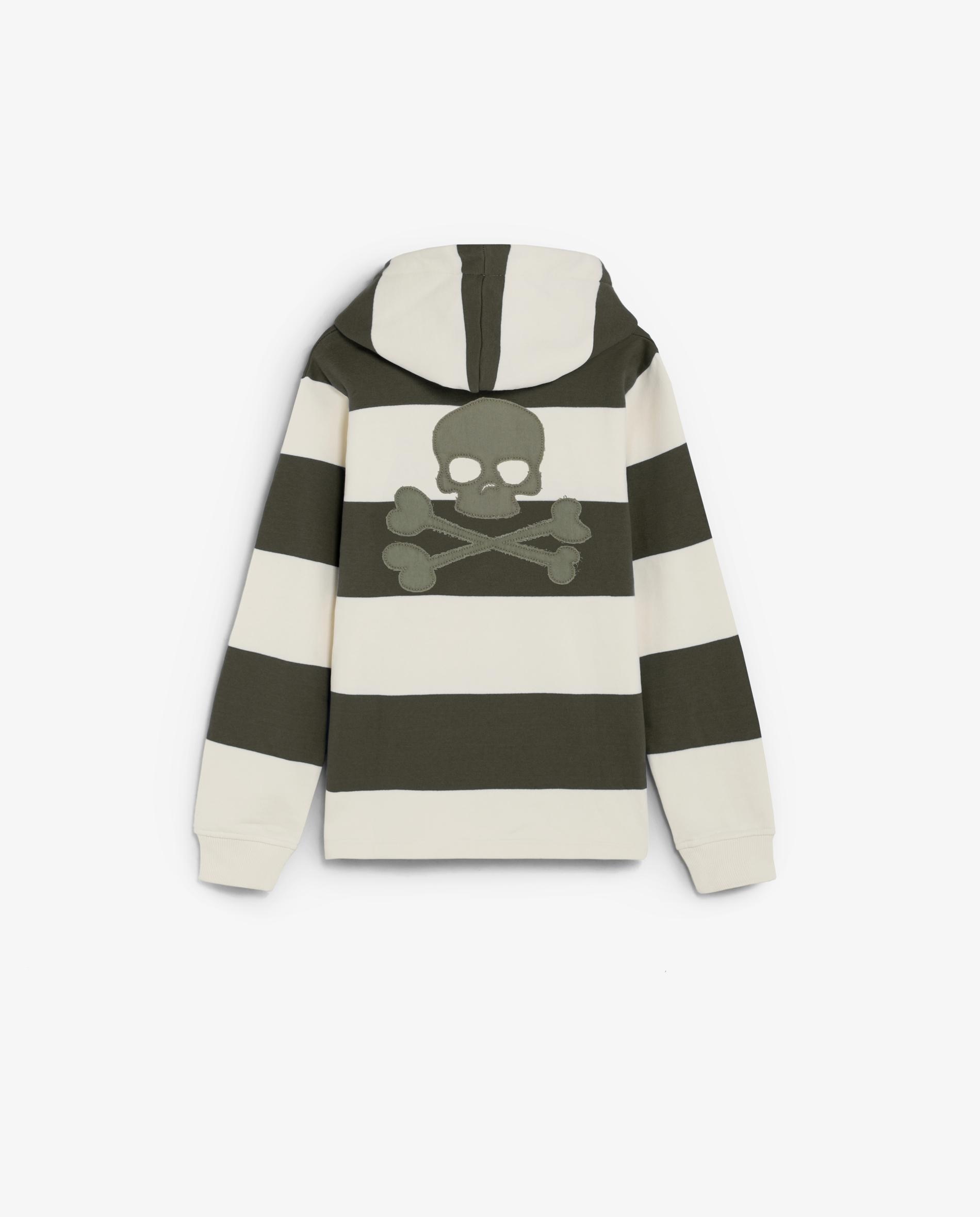 Sudadera con capucha de niño con estampado de rayas y calavera trasera - Scalpers - Kaki Kaki-5