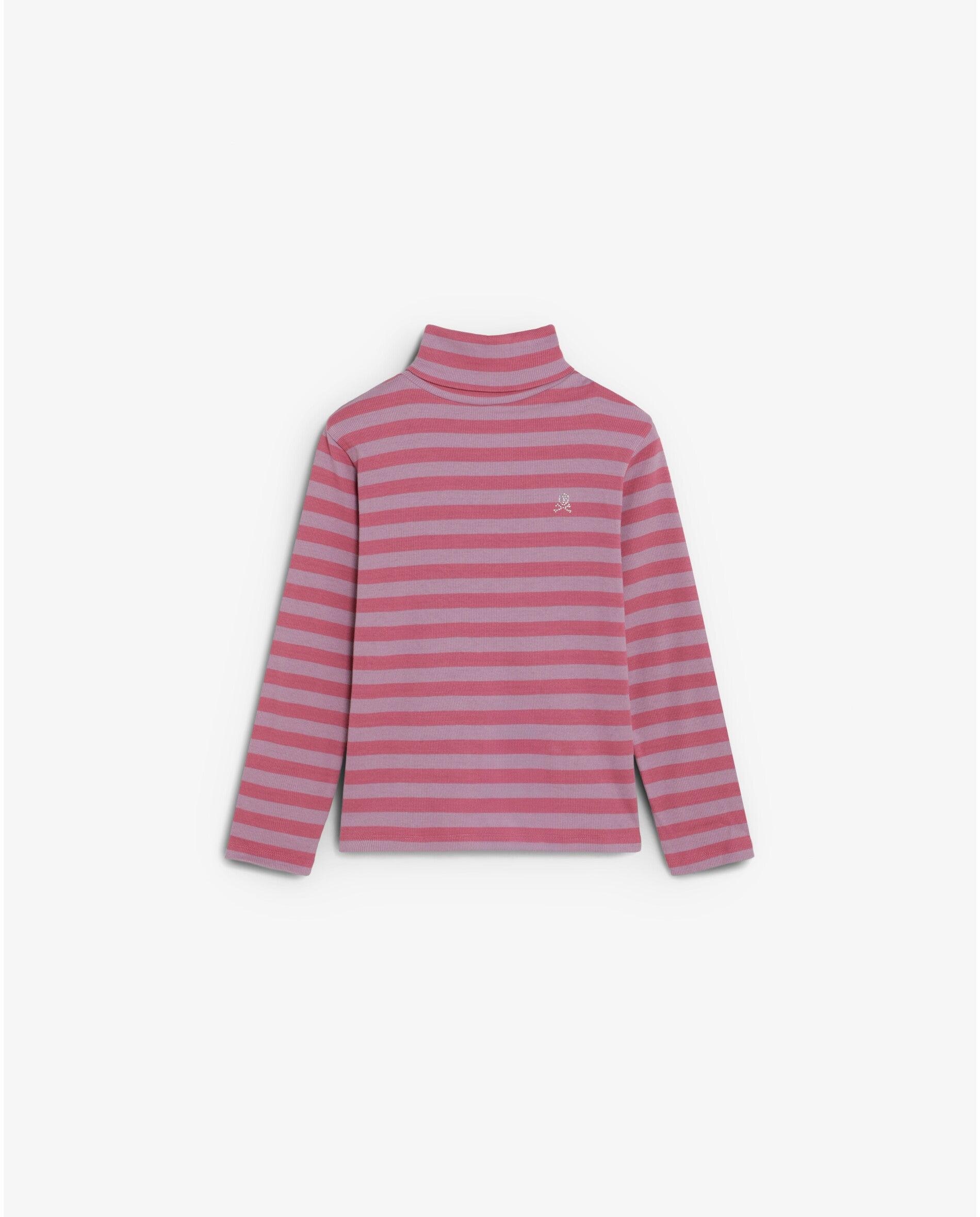 Imagen 1 de Camiseta de niña con cuello alto y estampado de rayas Lila