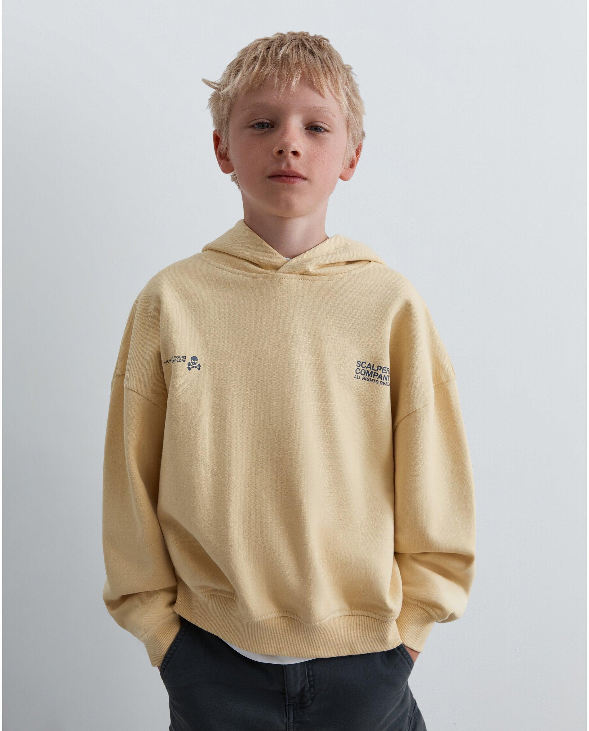 Imagen 0 de Sudadera con capucha de niño boxy fit con logo trasero Amarillo