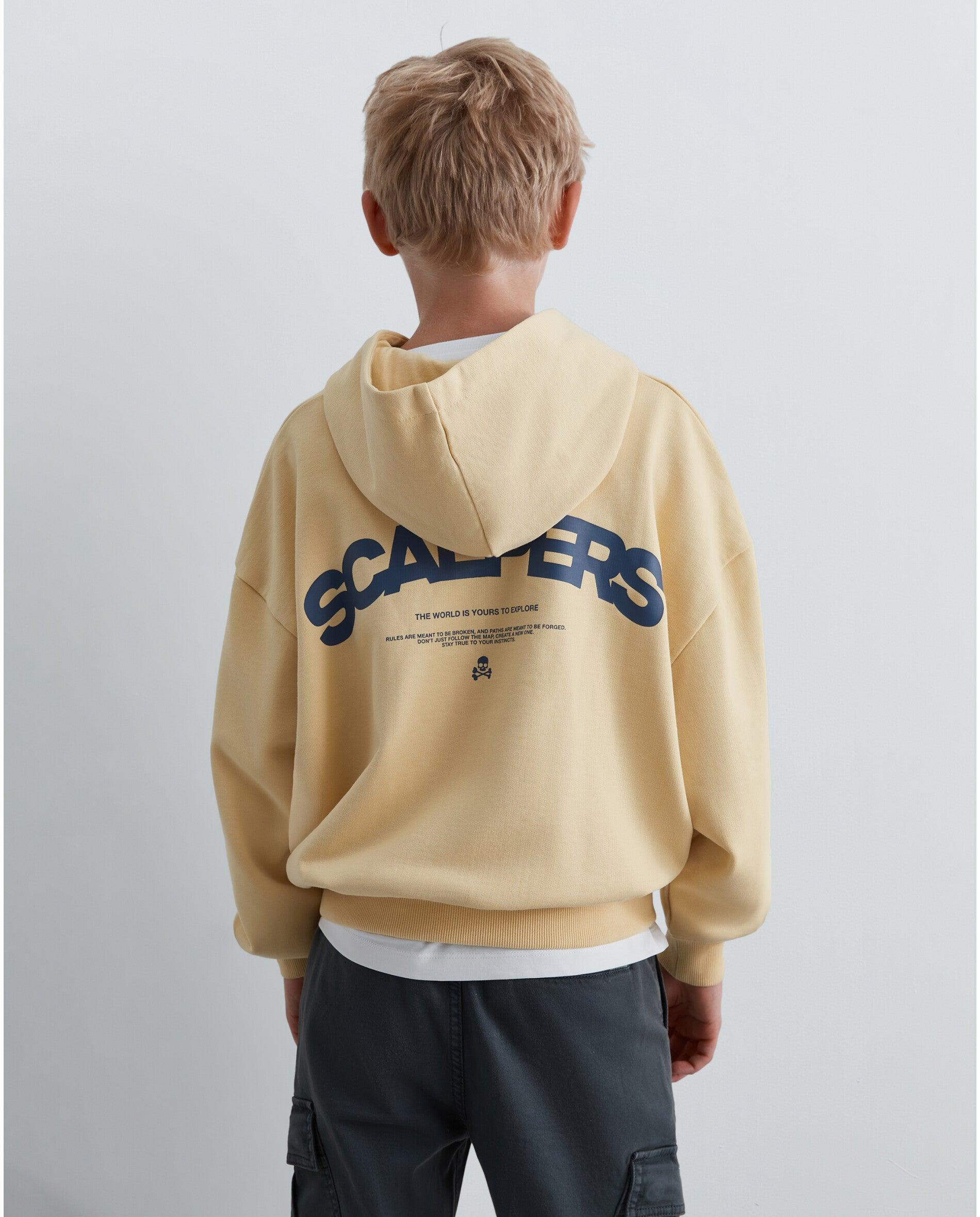 Imagen 2 de Sudadera con capucha de niño boxy fit con logo trasero - Scalpers - Amarillo Amarillo