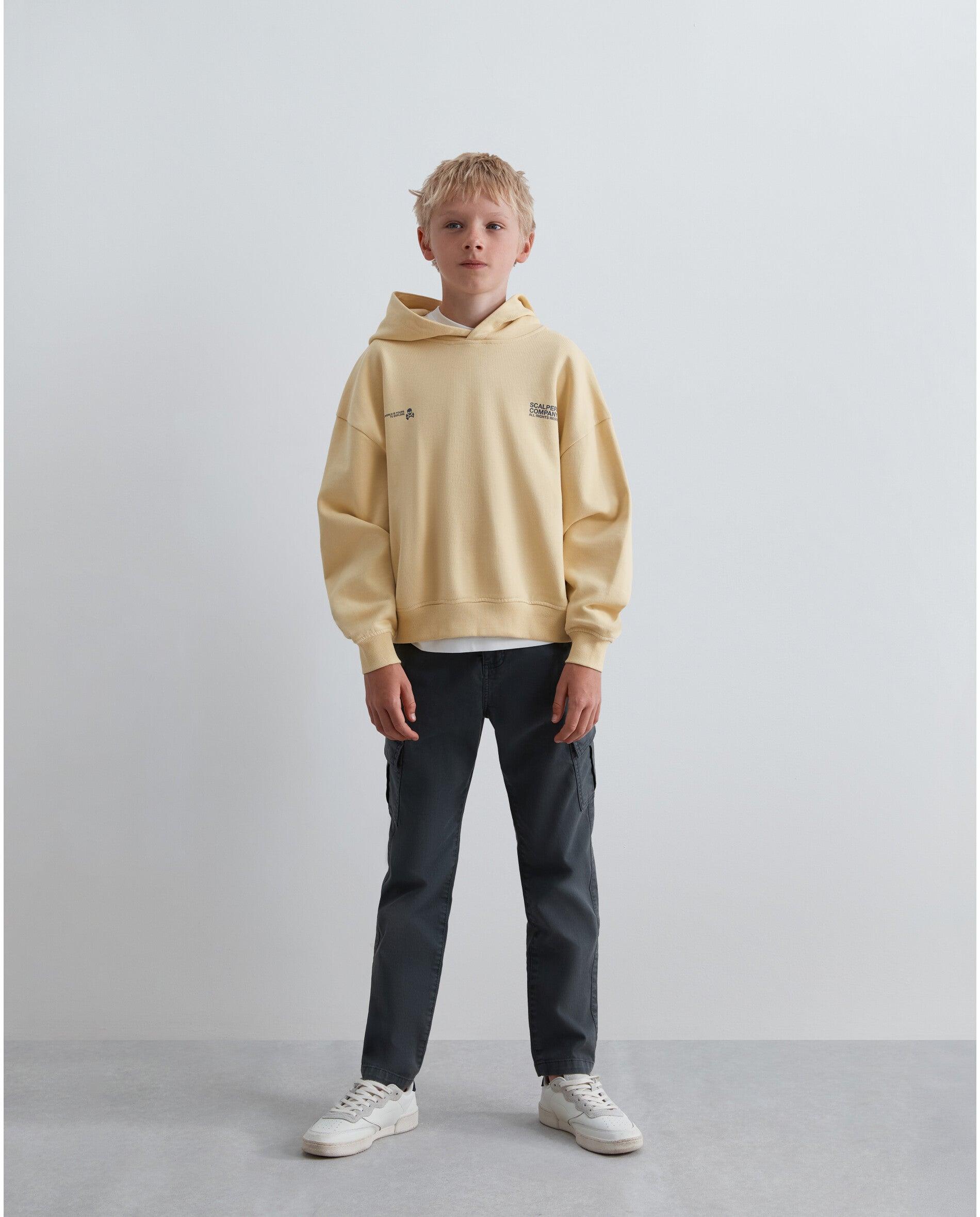 Imagen 3 de Sudadera con capucha de niño boxy fit con logo trasero - Scalpers - Amarillo Amarillo