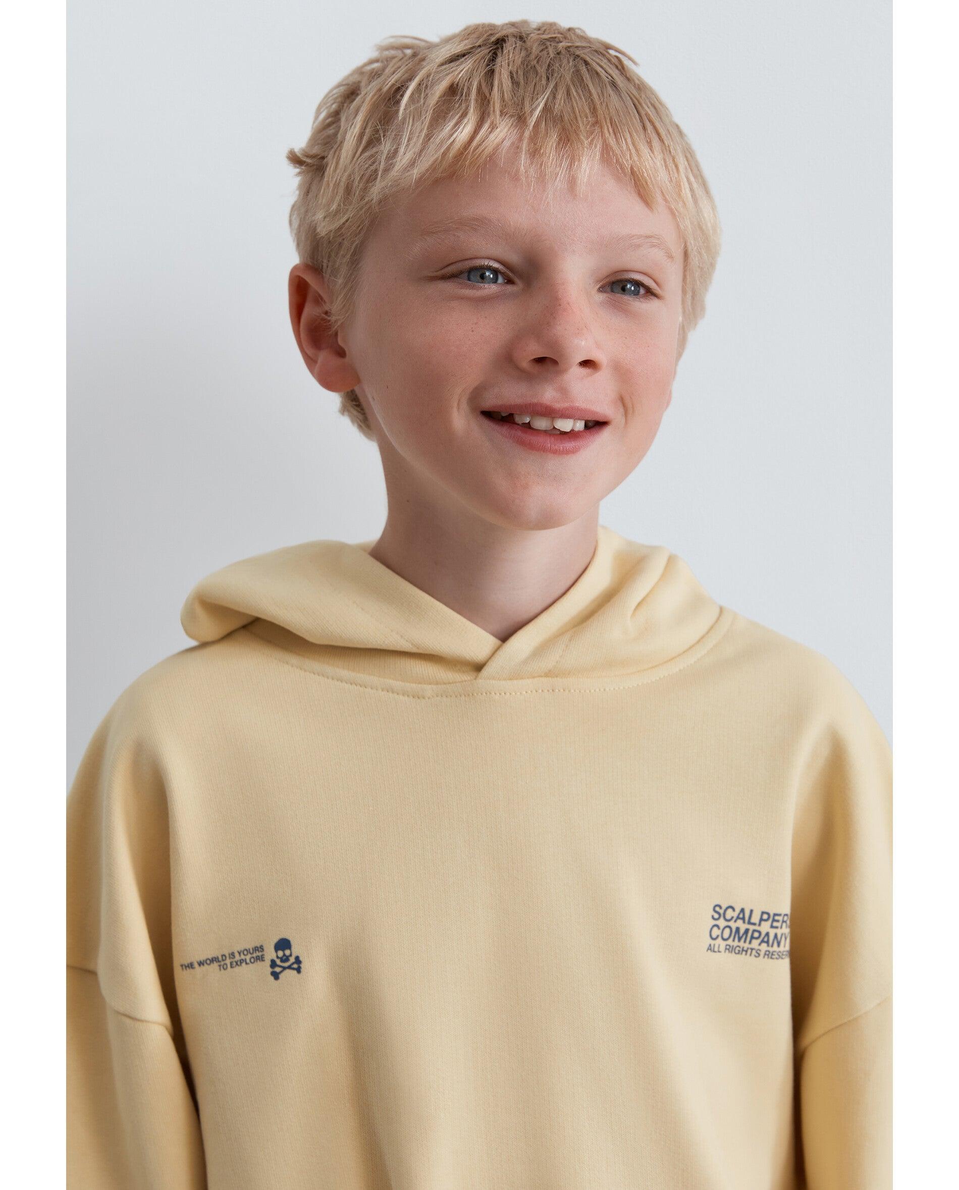 Imagen 4 de Sudadera con capucha de niño boxy fit con logo trasero - Scalpers - Amarillo Amarillo