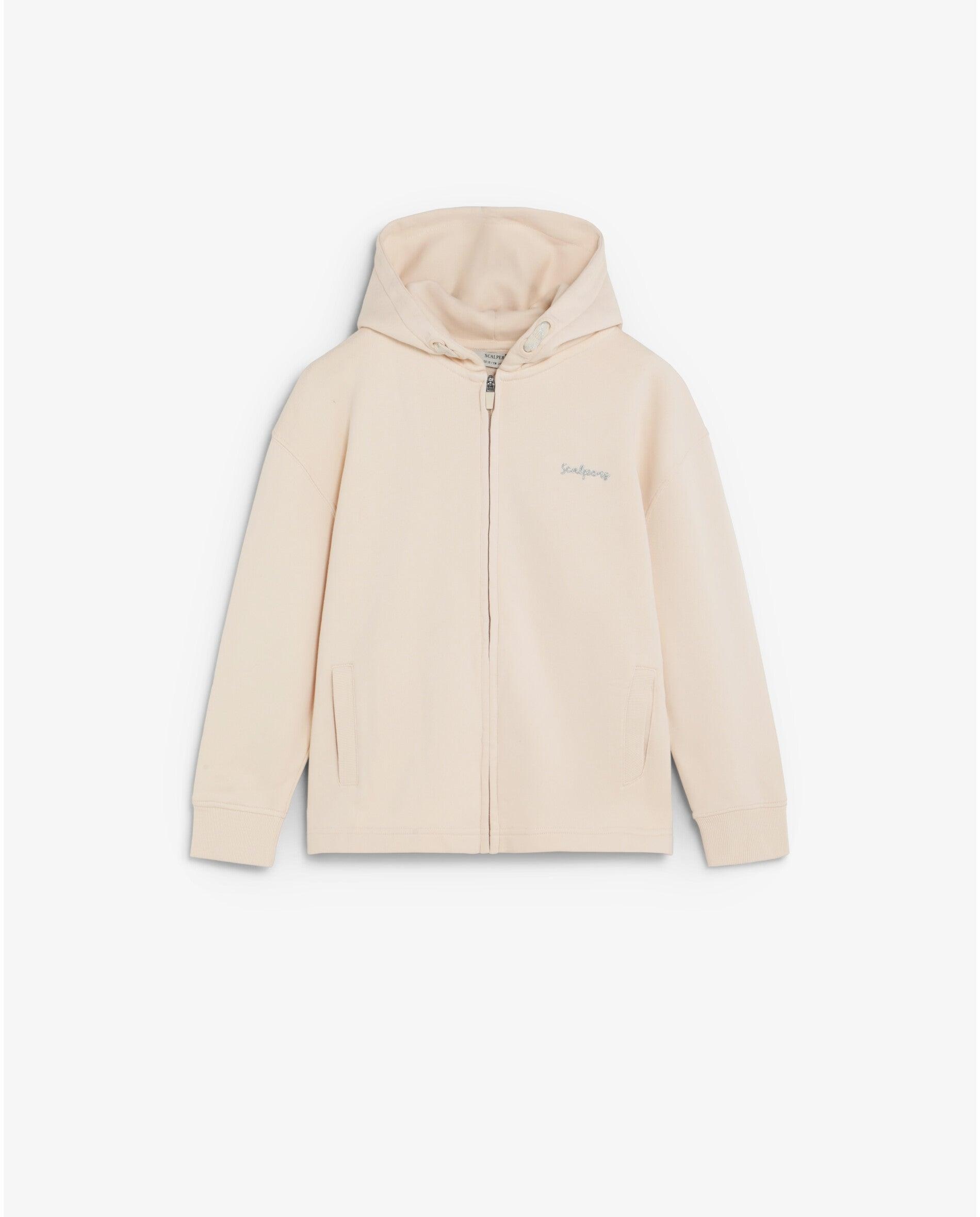 Sudadera con capucha de niña con calavera trasera y cierre de cremallera - Scalpers - Blanco roto Blanco roto-4