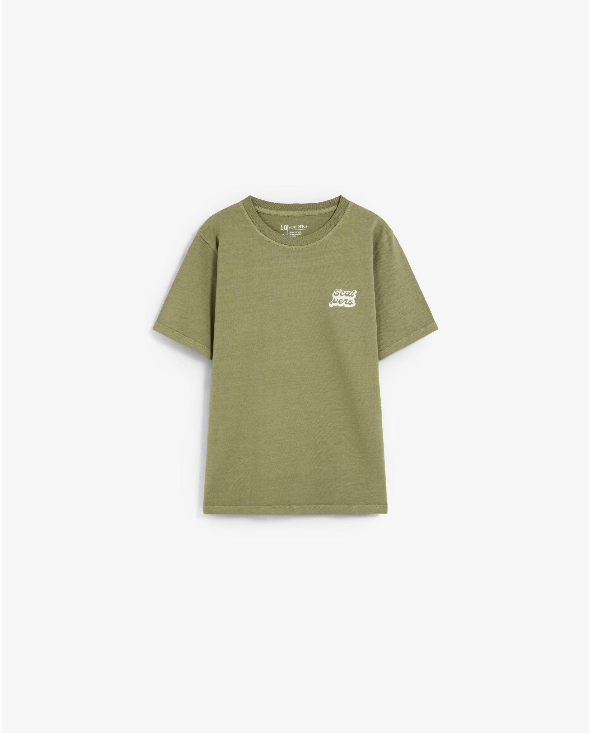 Camiseta de niño de manga corta con estampado trasero - Scalpers - Kaki Kaki-1
