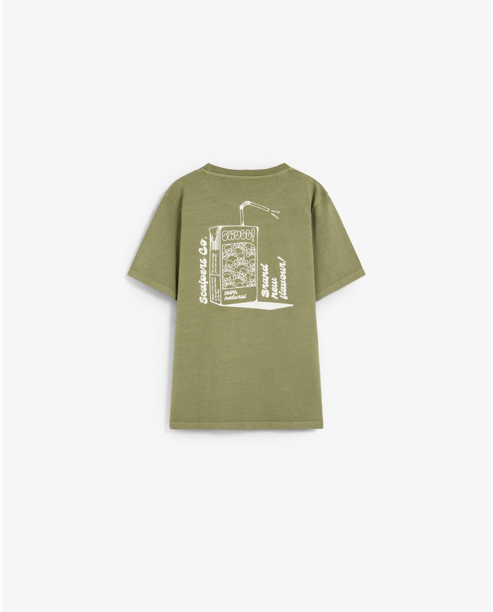 Camiseta de niño de manga corta con estampado trasero - Scalpers - Kaki Kaki-2