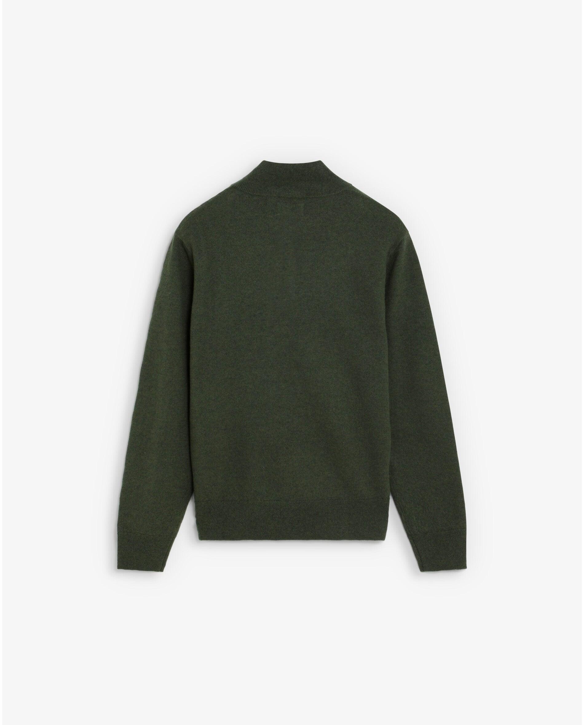 Jersey de hombre de lana merino con cuello half-zip - Scalpers - Verde militar Verde militar-2
