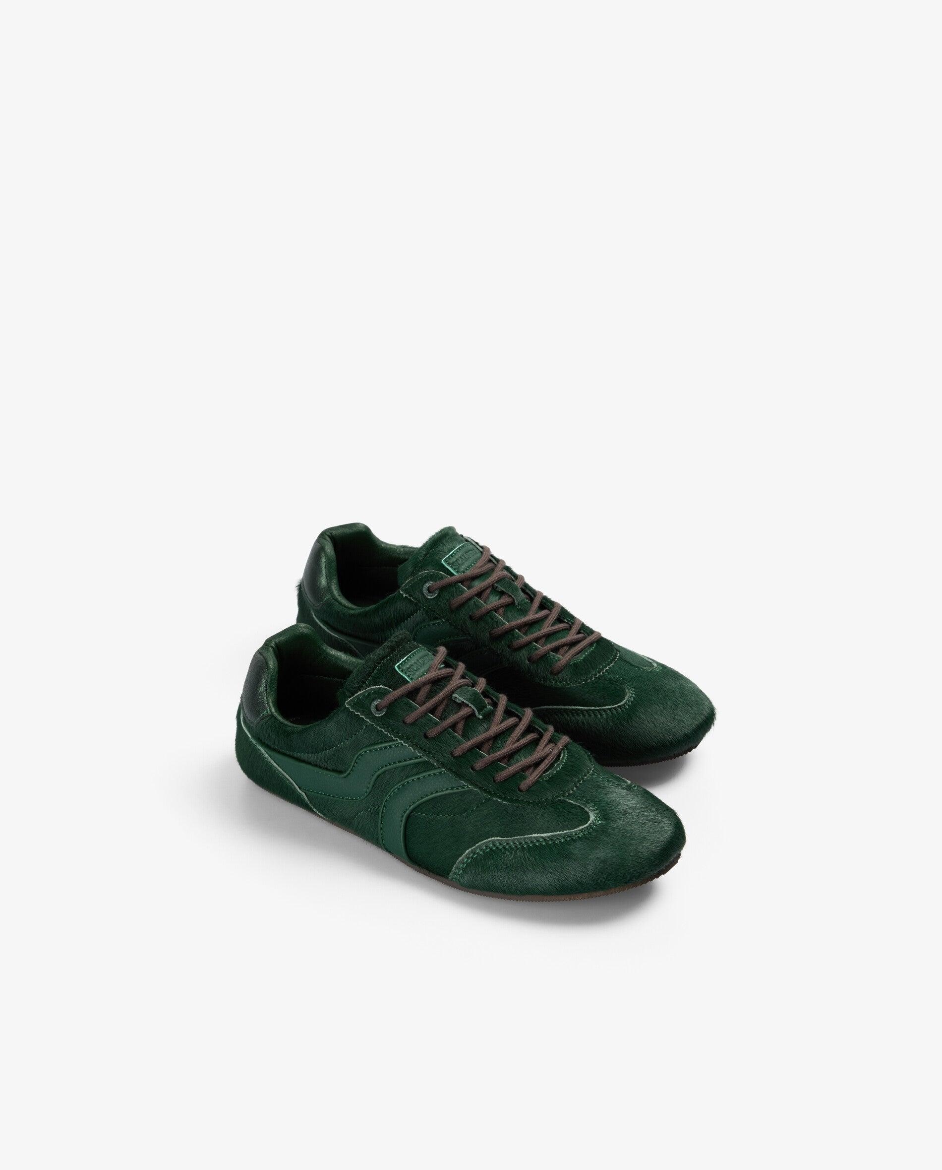 Zapatillas retro de mujer con textura de pelo y suela plana - Scalpers - Verde Verde-3