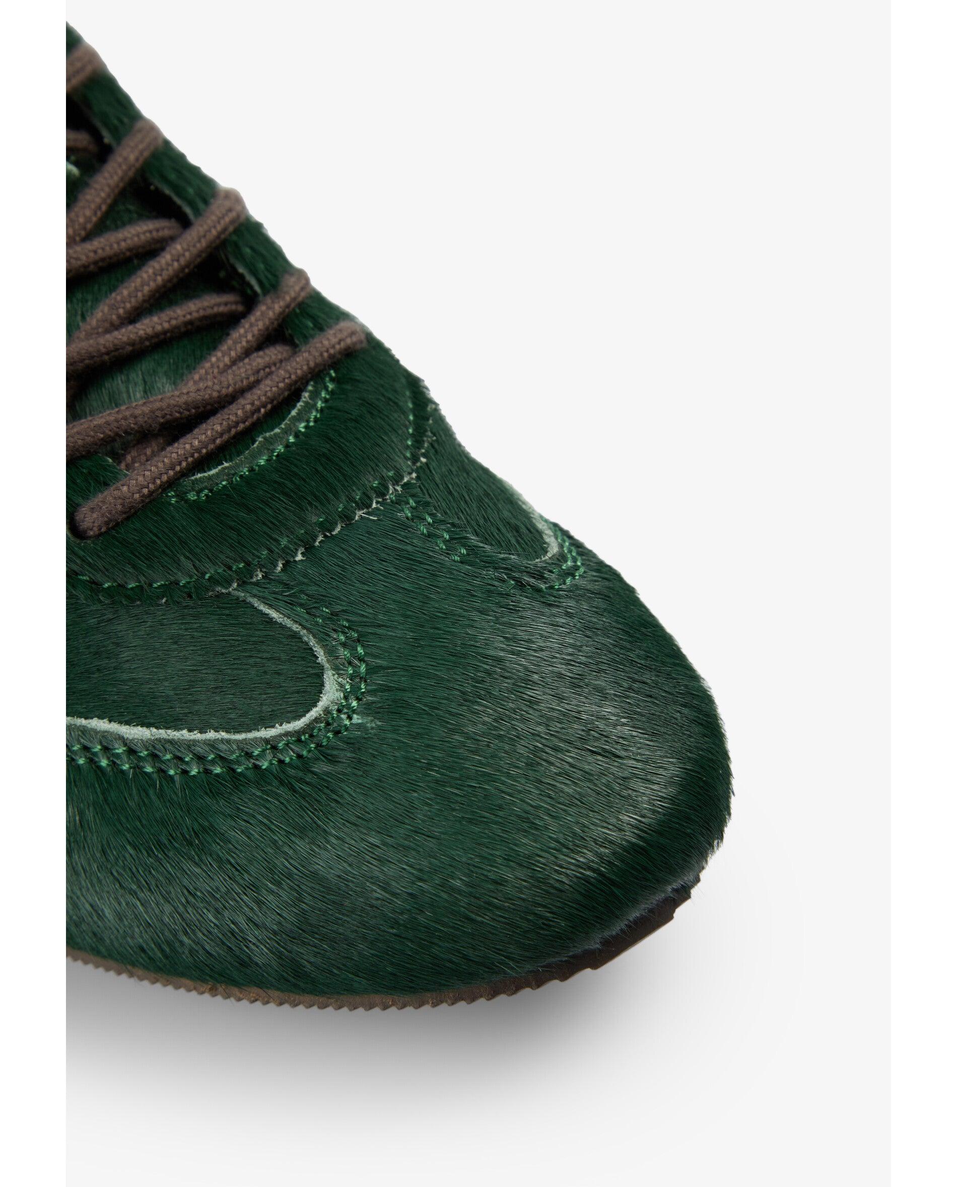 Zapatillas retro de mujer con textura de pelo y suela plana - Scalpers - Verde Verde-5