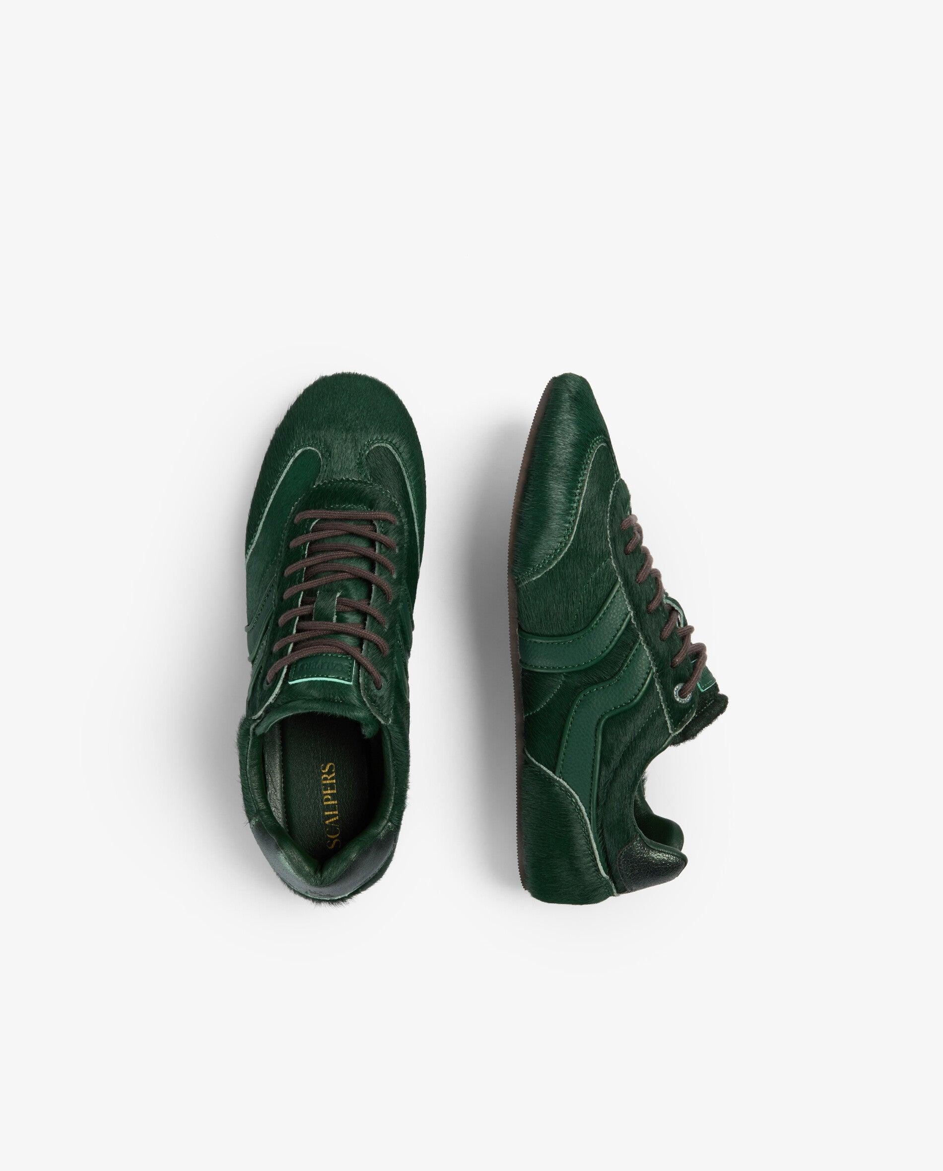 Zapatillas retro de mujer con textura de pelo y suela plana - Scalpers - Verde Verde-8
