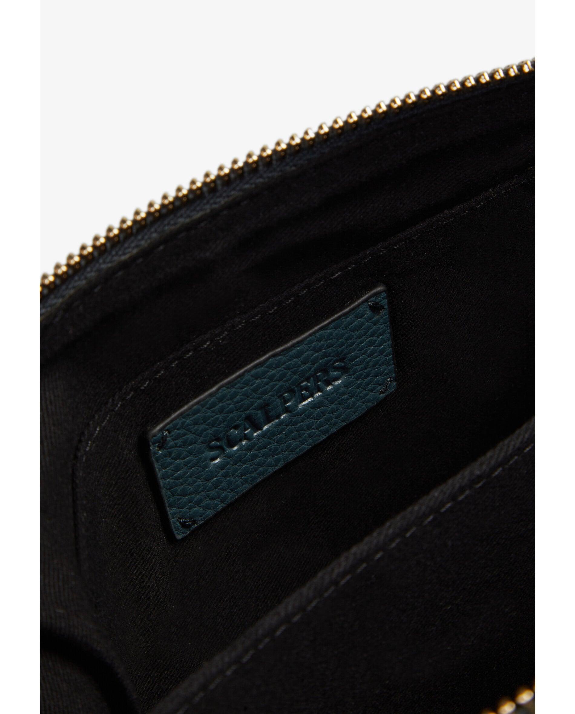Bandolera de mujer de piel con textura y cierre de cremallera - Scalpers - Azul oscuro Azul oscuro-9