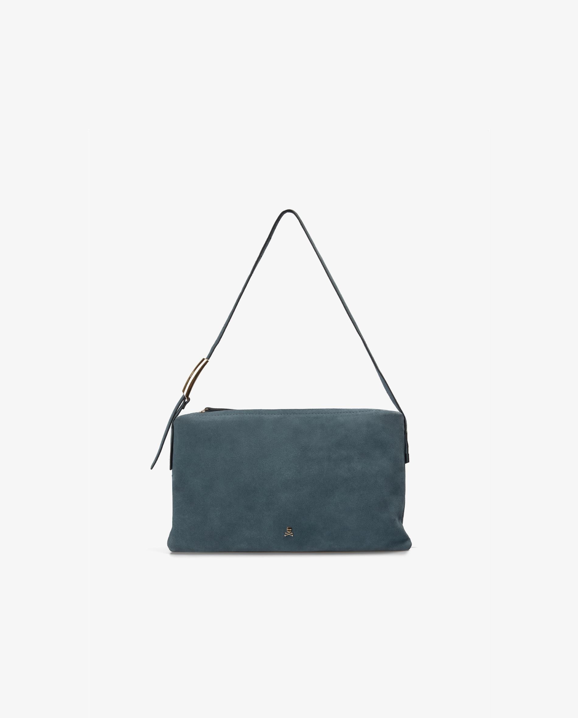 Bolso de hombro en piel con cierre de cremallera - Scalpers - Azul índigo Azul índigo-1