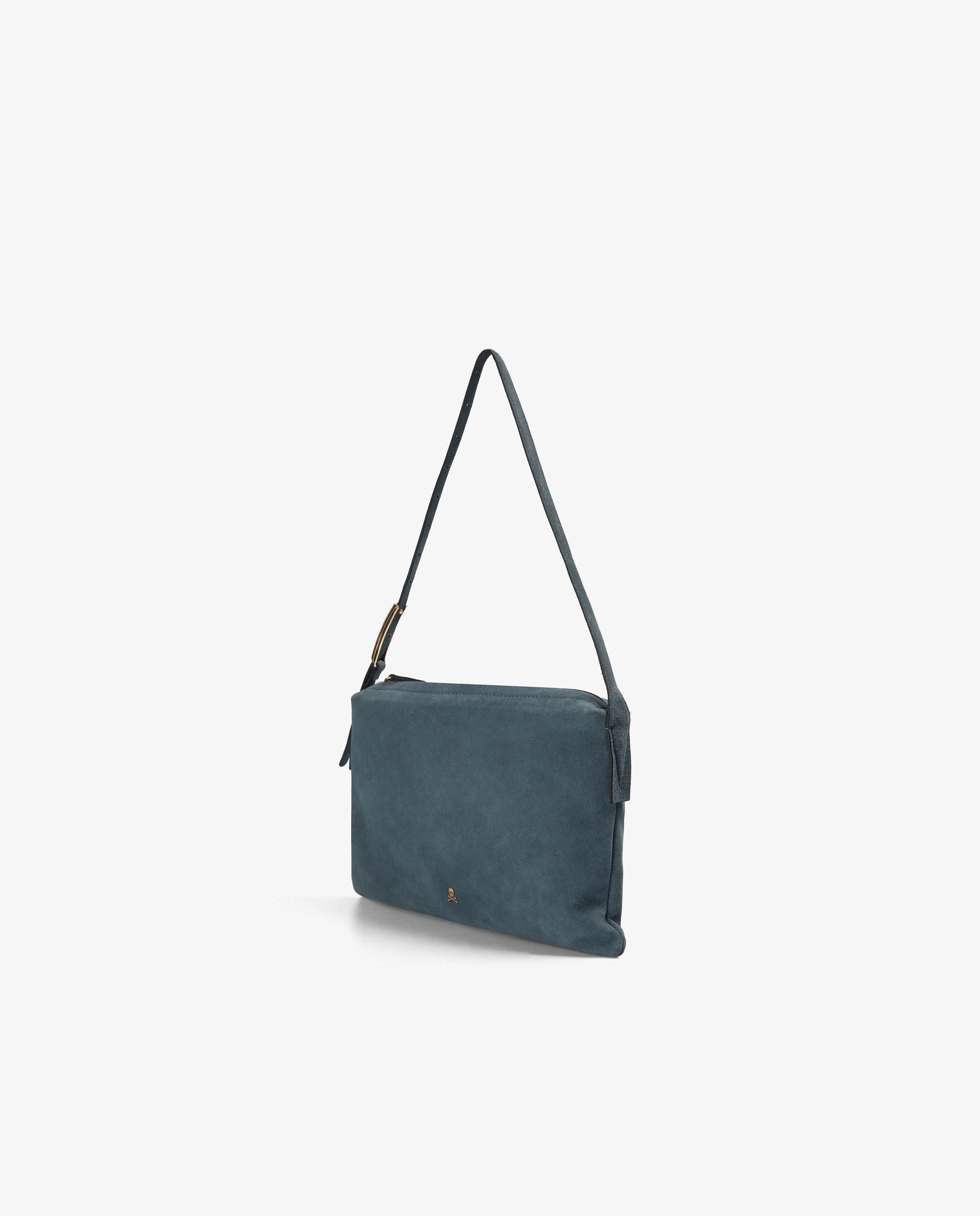 Bolso de hombro en piel con cierre de cremallera - Scalpers - Azul índigo Azul índigo-2