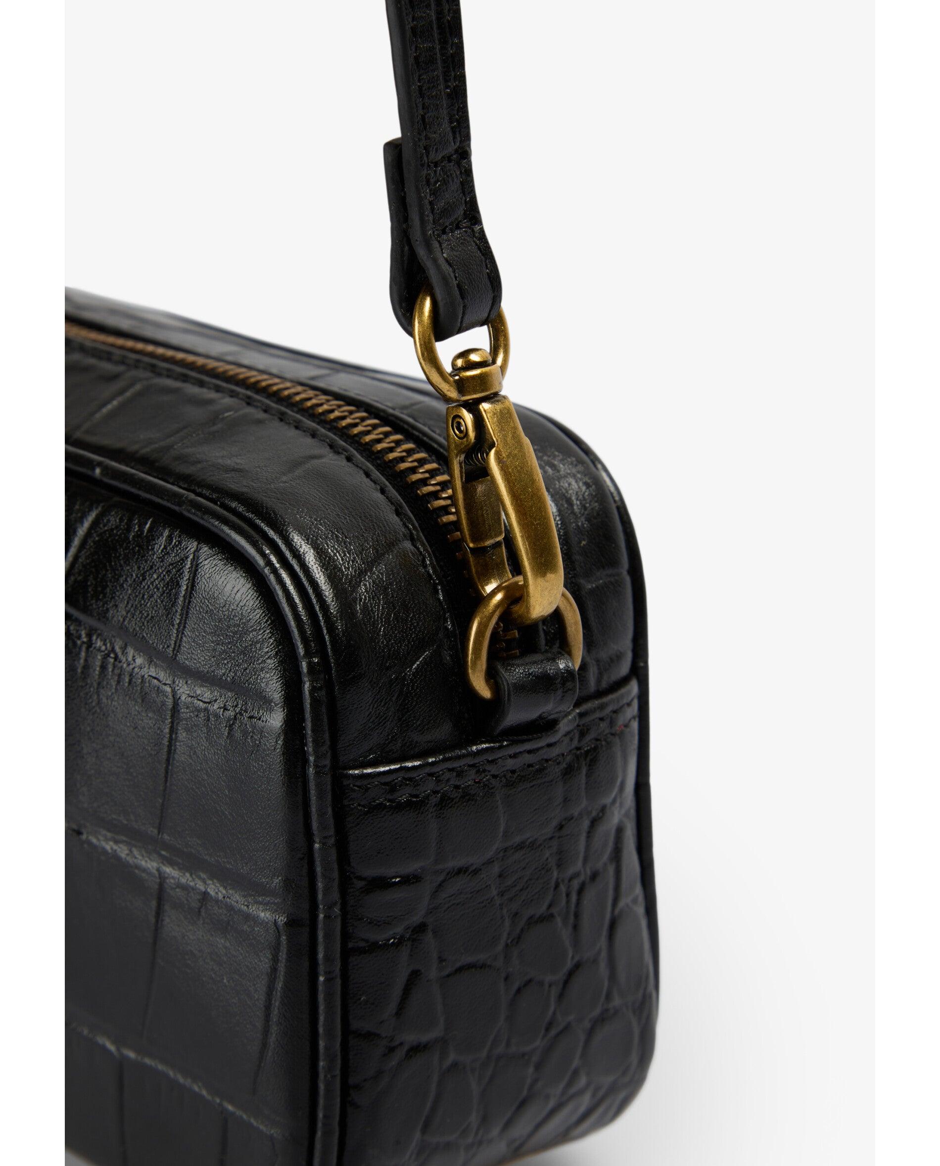 Bandolera de mujer tipo baguette de piel con textura - Scalpers - Negro Negro-7