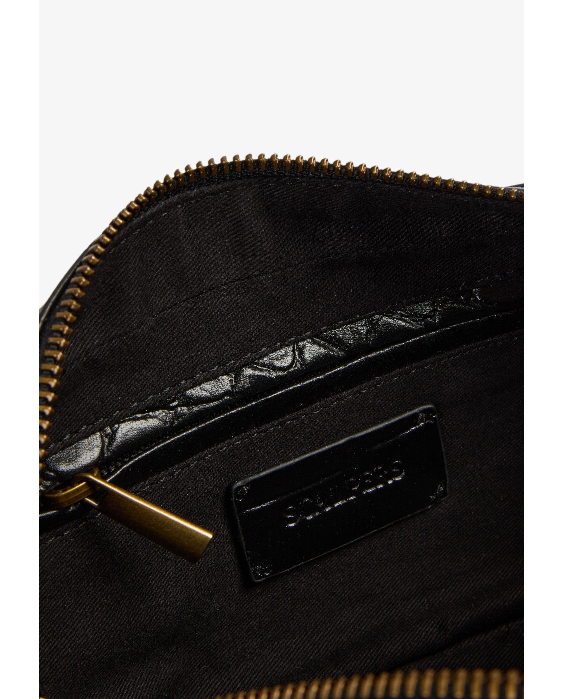 Bandolera de mujer tipo baguette de piel con textura - Scalpers - Negro Negro-8
