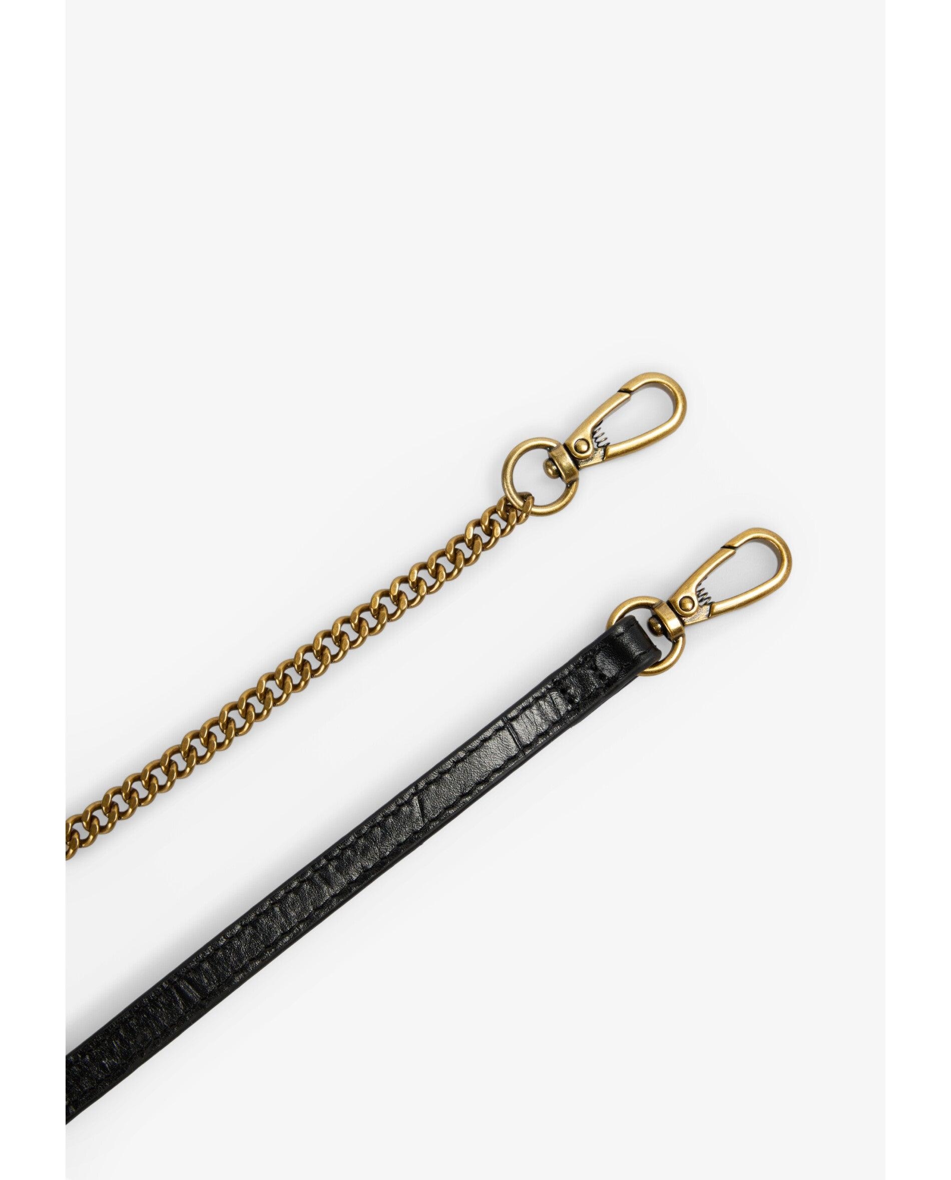 Bandolera de mujer tipo baguette de piel con textura - Scalpers - Negro Negro-9