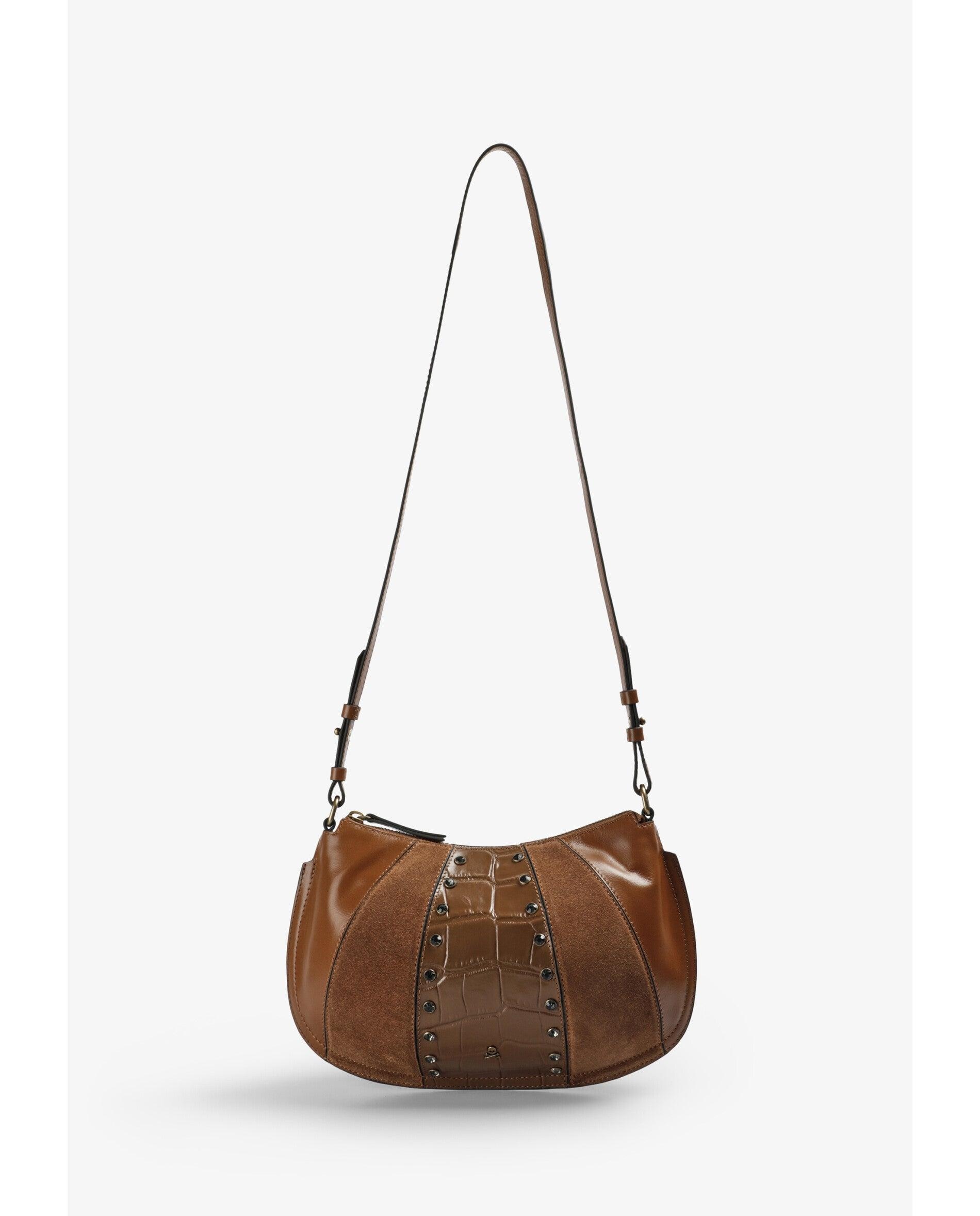 Imagen 1 de Bolso de hombro combinado con tachuelas decorativas - Scalpers - Caramelo Caramelo