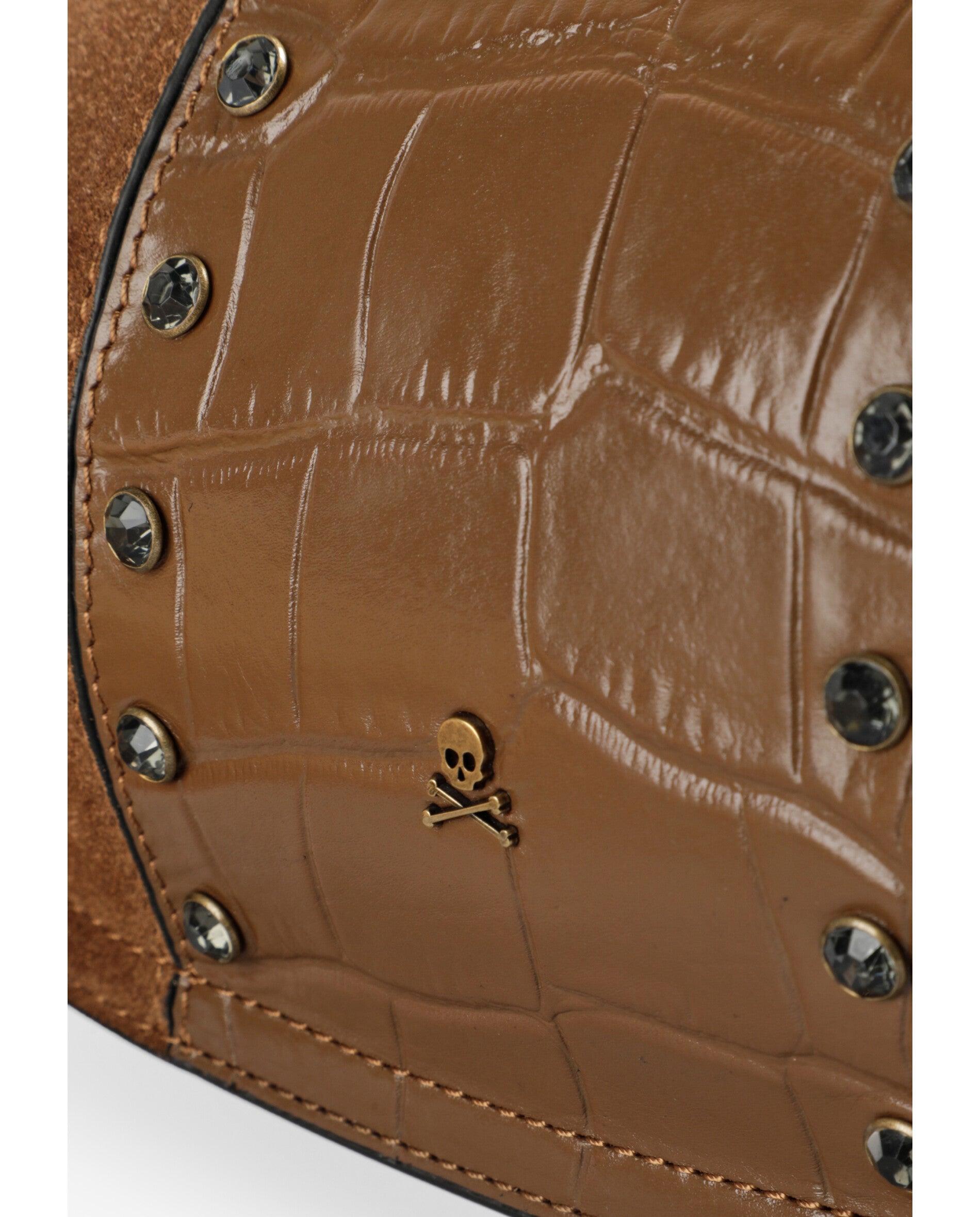 Imagen 5 de Bolso de hombro combinado con tachuelas decorativas - Scalpers - Caramelo Caramelo
