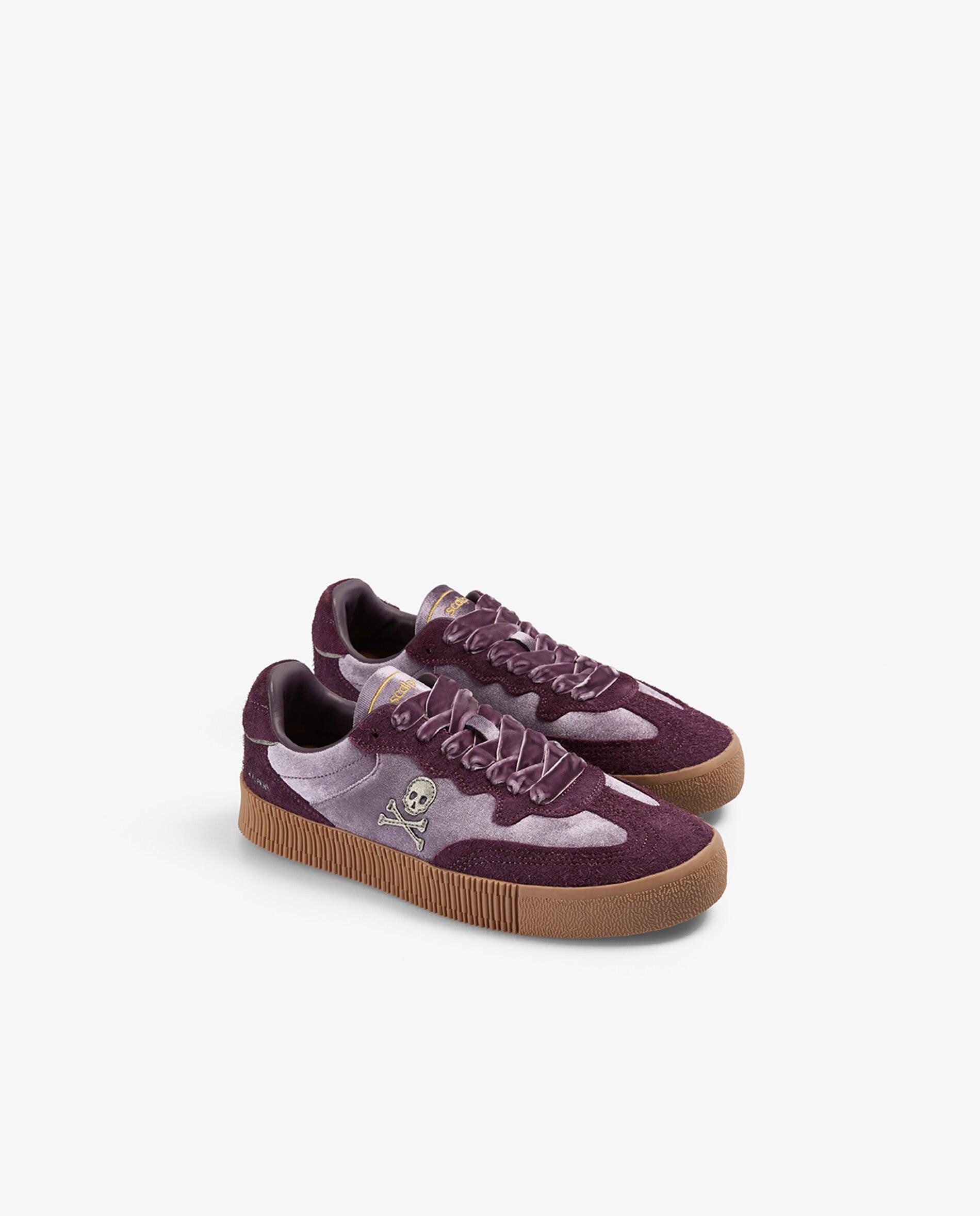 Zapatillas retro de mujer tipo sneakers de terciopelo - Scalpers - Malva Malva-2
