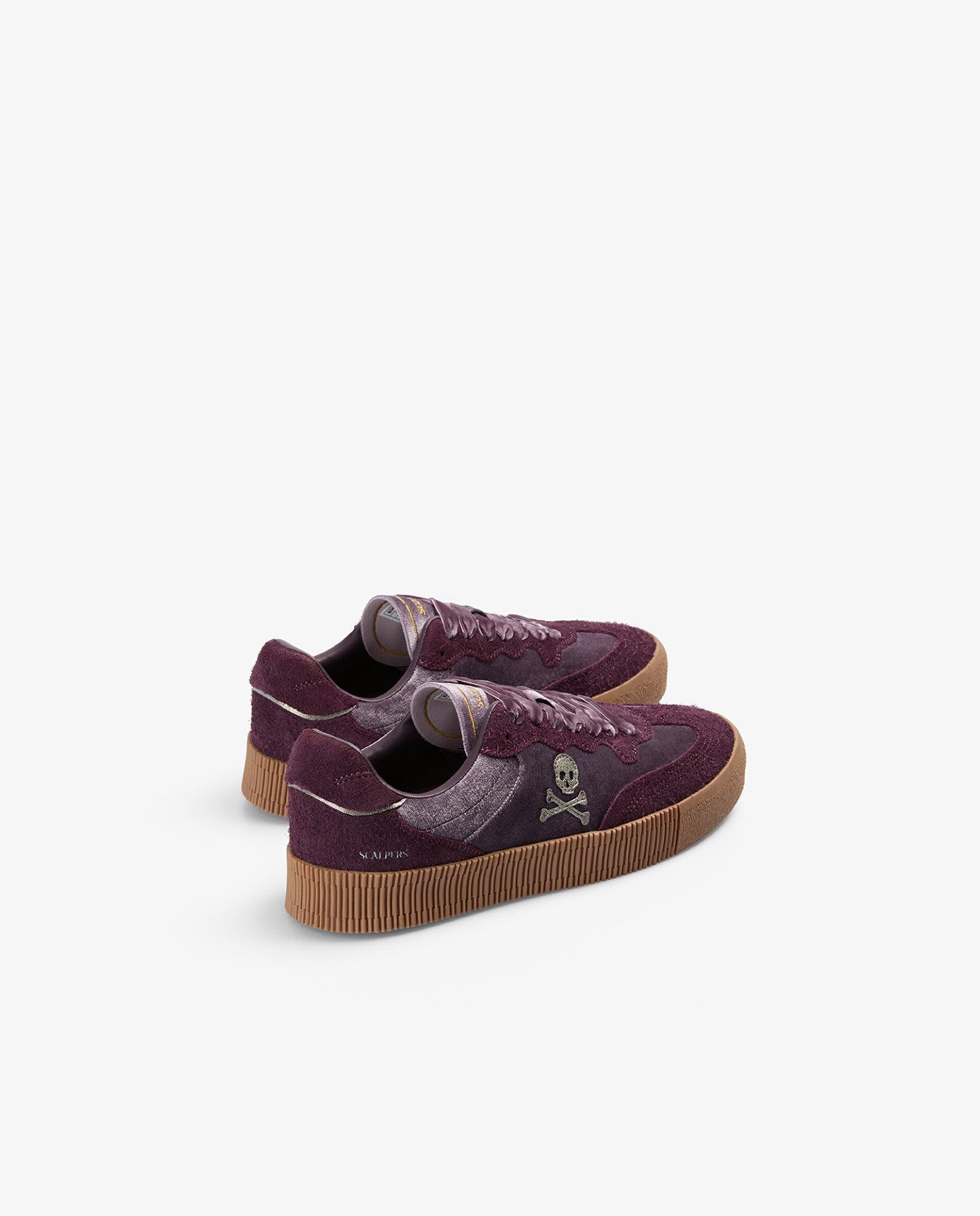 Zapatillas retro de mujer tipo sneakers de terciopelo - Scalpers - Malva Malva-4