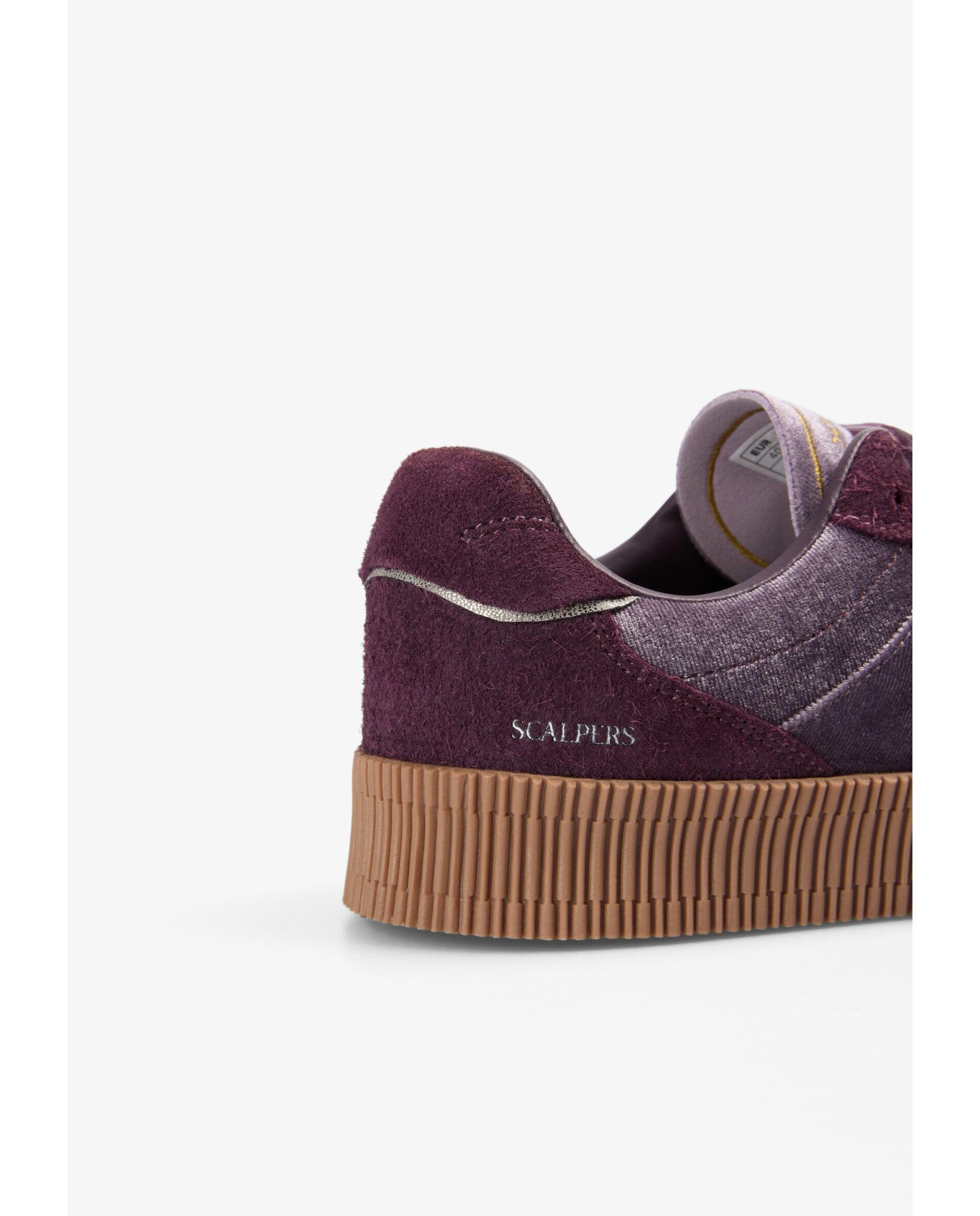 Zapatillas retro de mujer tipo sneakers de terciopelo - Scalpers - Malva Malva-7