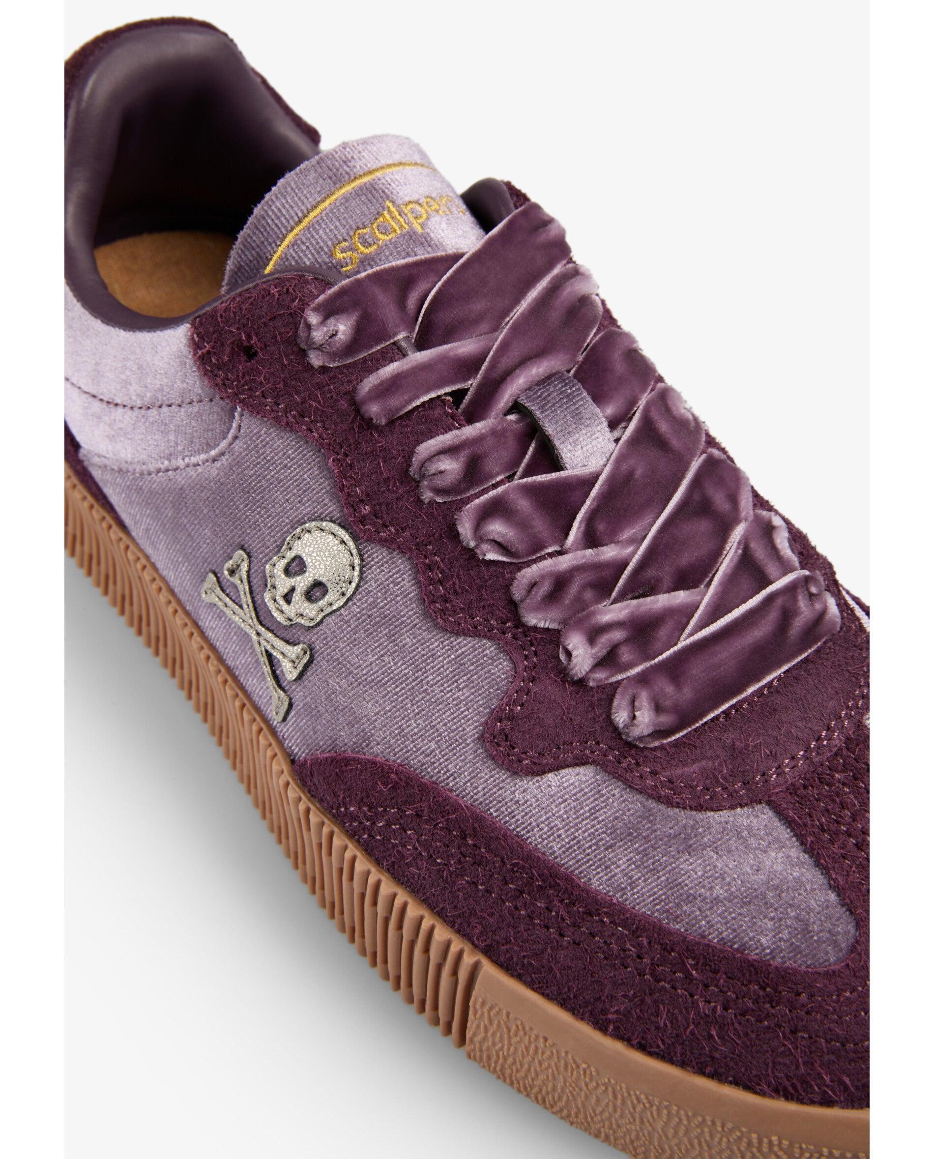 Zapatillas retro de mujer tipo sneakers de terciopelo - Scalpers - Malva Malva-8